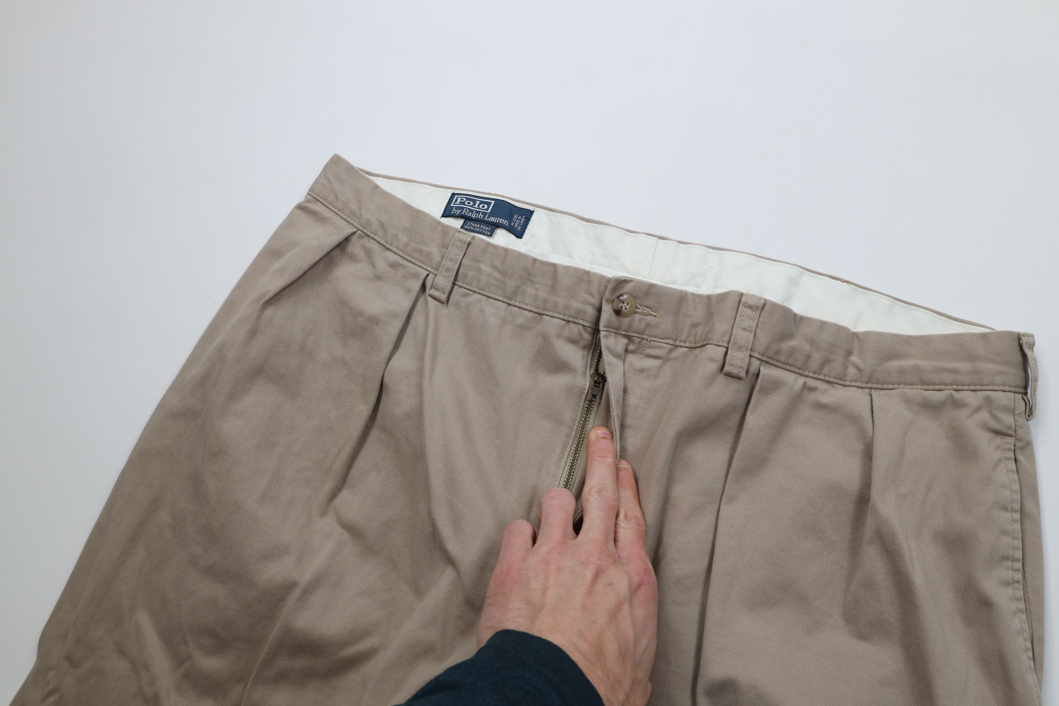 Ralph Lauren Vintage 90s Ralph Lauren Wide Leg Chino Pants Beige Cotton Size US 42 / EU 58 - 6 Thumbnail