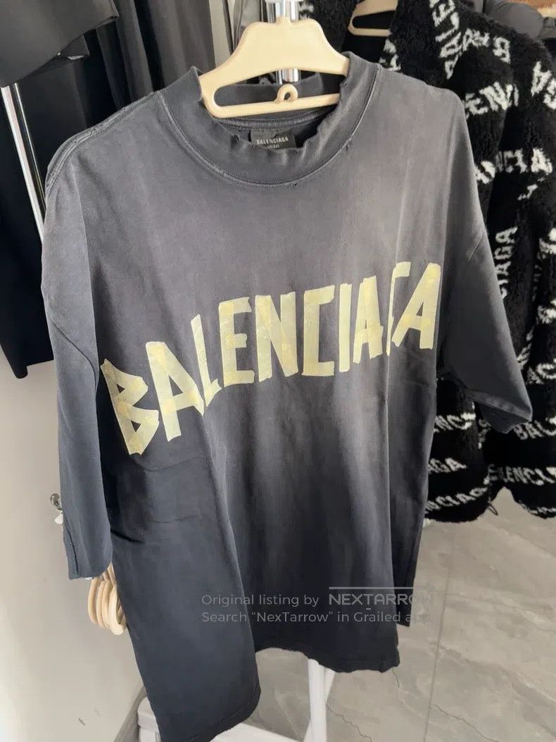 Balenciaga Balenciaga Distressed Gradiant T-Shirt Graphite Grey Size US XS / EU 42 / 0 - 3 Thumbnail