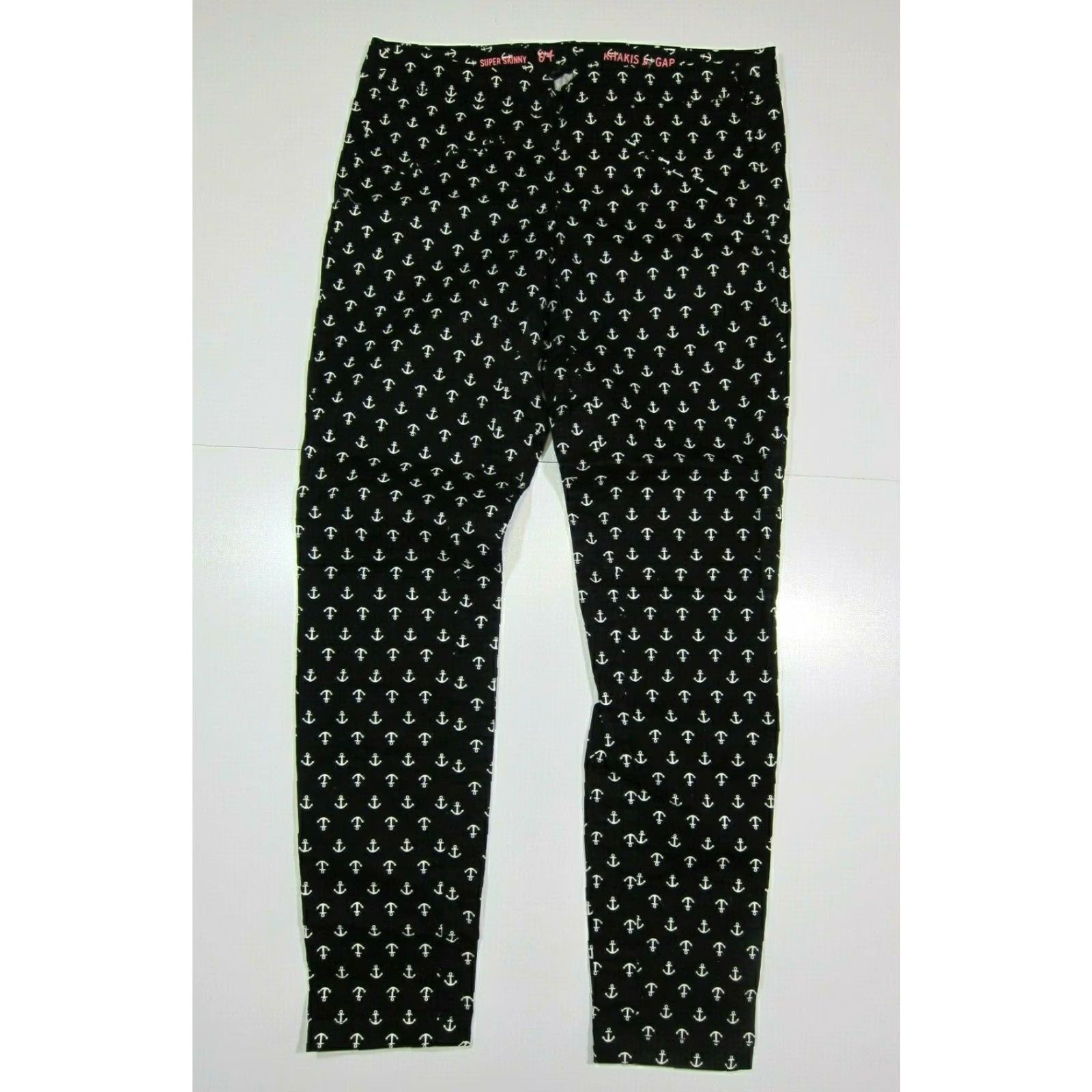 Gap Gap Cotton Stretch Black White Boat Anchor Super Skinny Chino Pant Women Size 04 Size 27" / US 4 / IT 40 - 7 Thumbnail