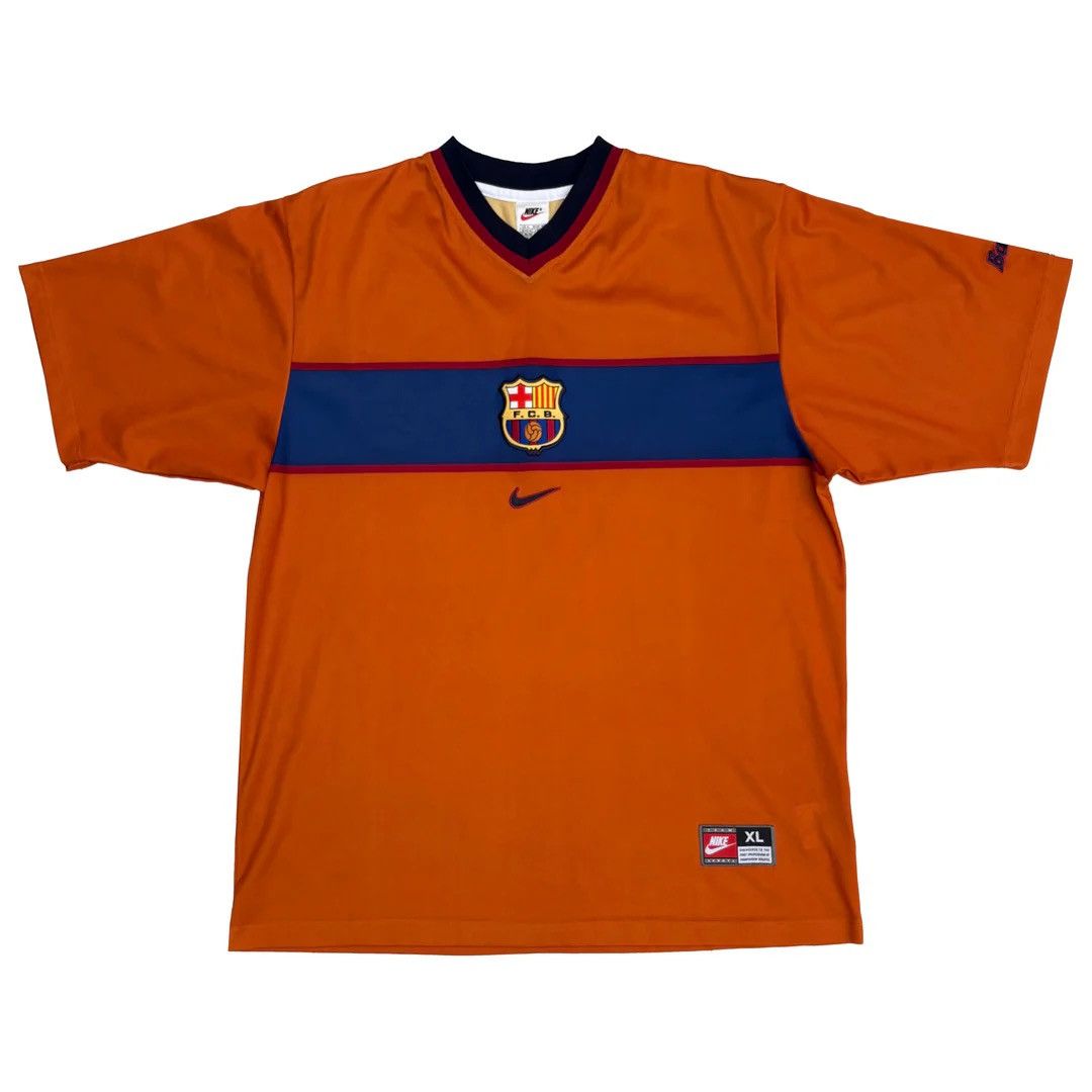 Nike FC Barcelona Nike 98 99 90s Vintage Rare Barça Third Jersey Size US XL / EU 56 / 4 - 1 Thumbnail