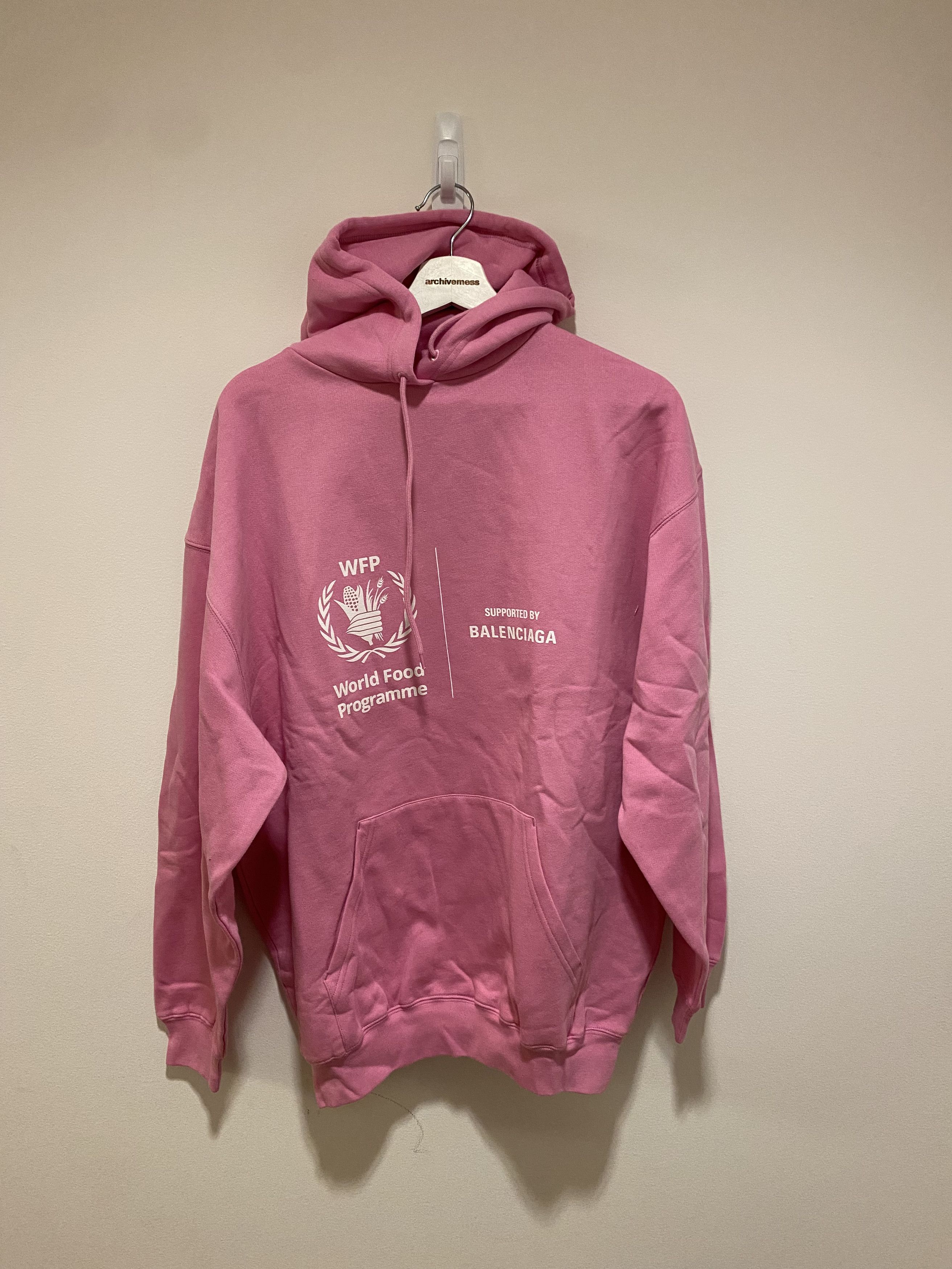 image of Balenciaga World Food Programme Hoodie in Pink, Men's (Size Small)