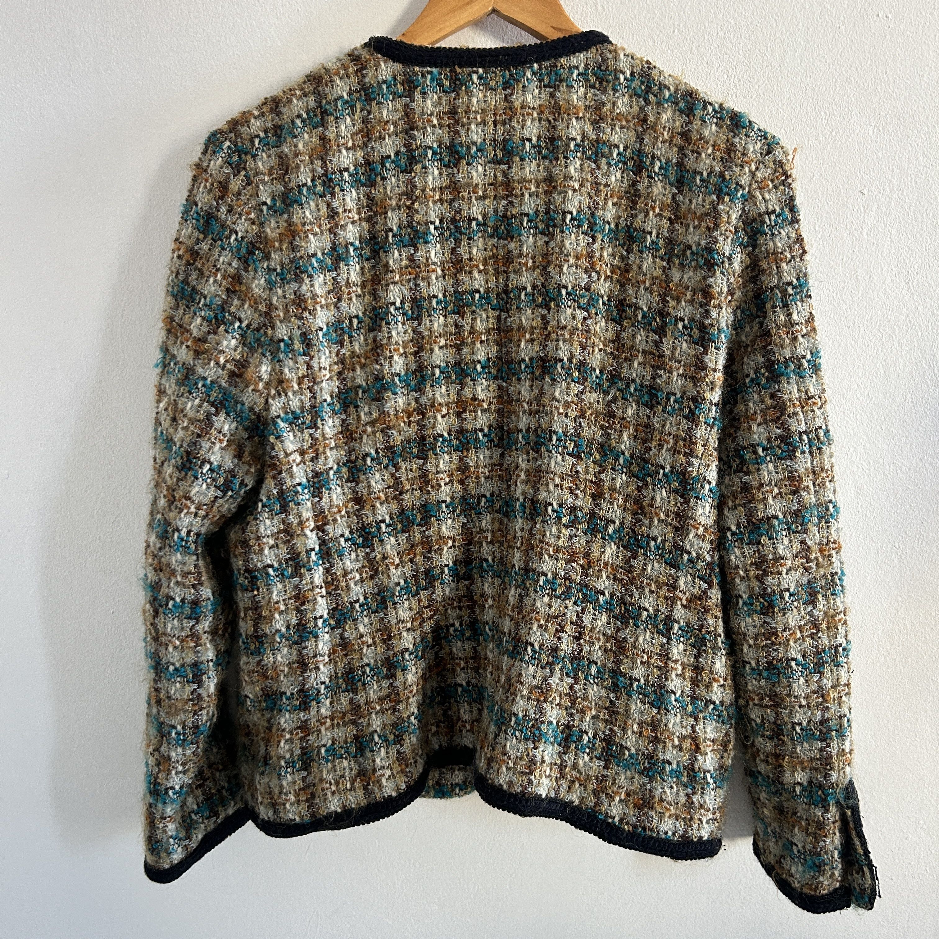 Vintage Vintage 90s Plaid Tweed Blazer Size L / US 10 / IT 46 - 8 Thumbnail