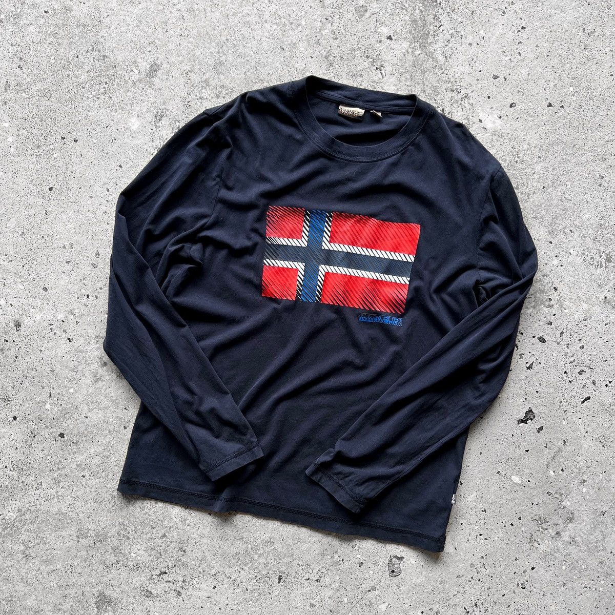 Napapijri Napapijri Mens Blue Long Sleeve T-Shirt Center Graphic Print Size US XL / EU 56 / 4 - 3 Thumbnail