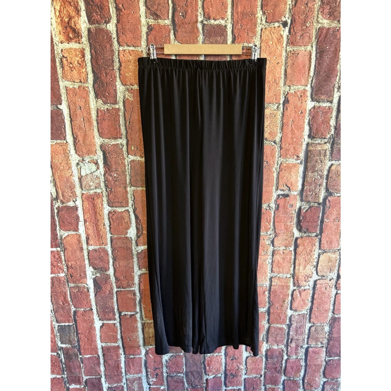 Vintage Chicos Womens Black Wide-Leg Pull On Flowy Pants Plus Size 1 Size 25" / US 0 / IT 36 - 2 Thumbnail
