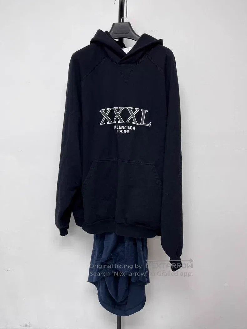 Balenciaga Balenciaga Letter Logo Patchwork Hem Hooded Sweatshirt Size US L / EU 52-54 / 3 - 1 Thumbnail