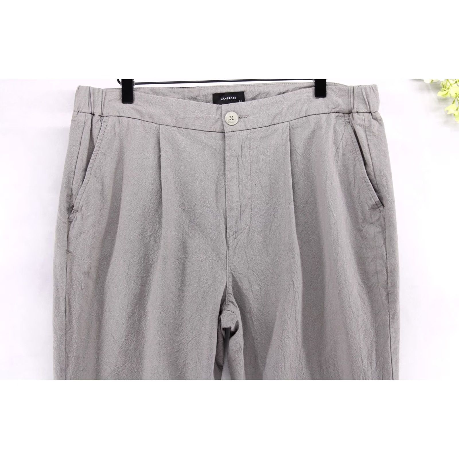 Zanerobe ZANEROBE Men's Suitshot Pants Chino Drawstring Tapered Grey 34X30 Size 34R - 3 Thumbnail