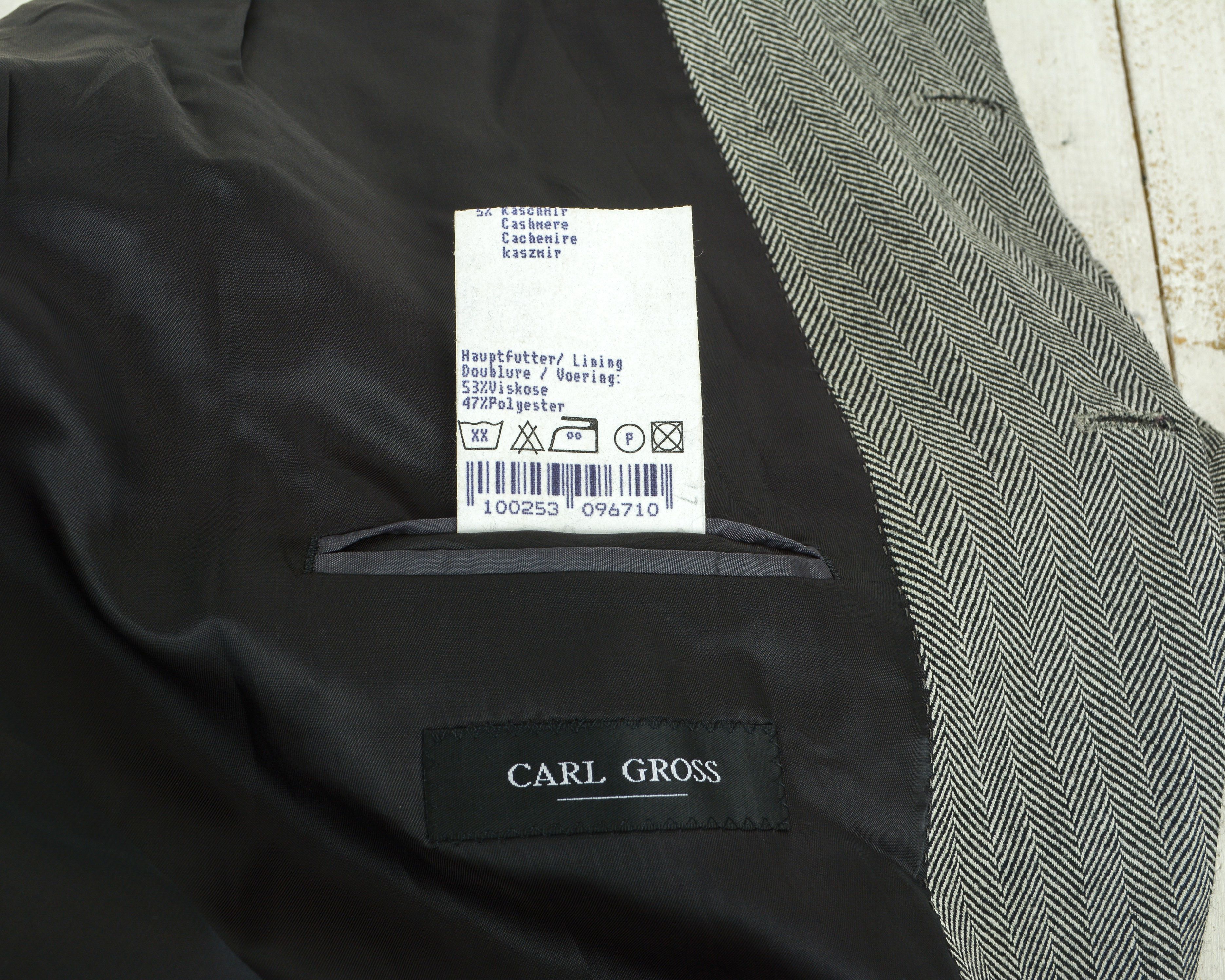 Vintage CARL GROSS Herringbone 28 Tweed Blazer EU 56S Jacket Coat Size 46S - 6 Thumbnail