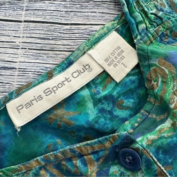 Other Vintage Paris Sports Club 100% Cotton Midi Blue and Green Fl Size M / US 6-8 / IT 42-44 - 5 Thumbnail