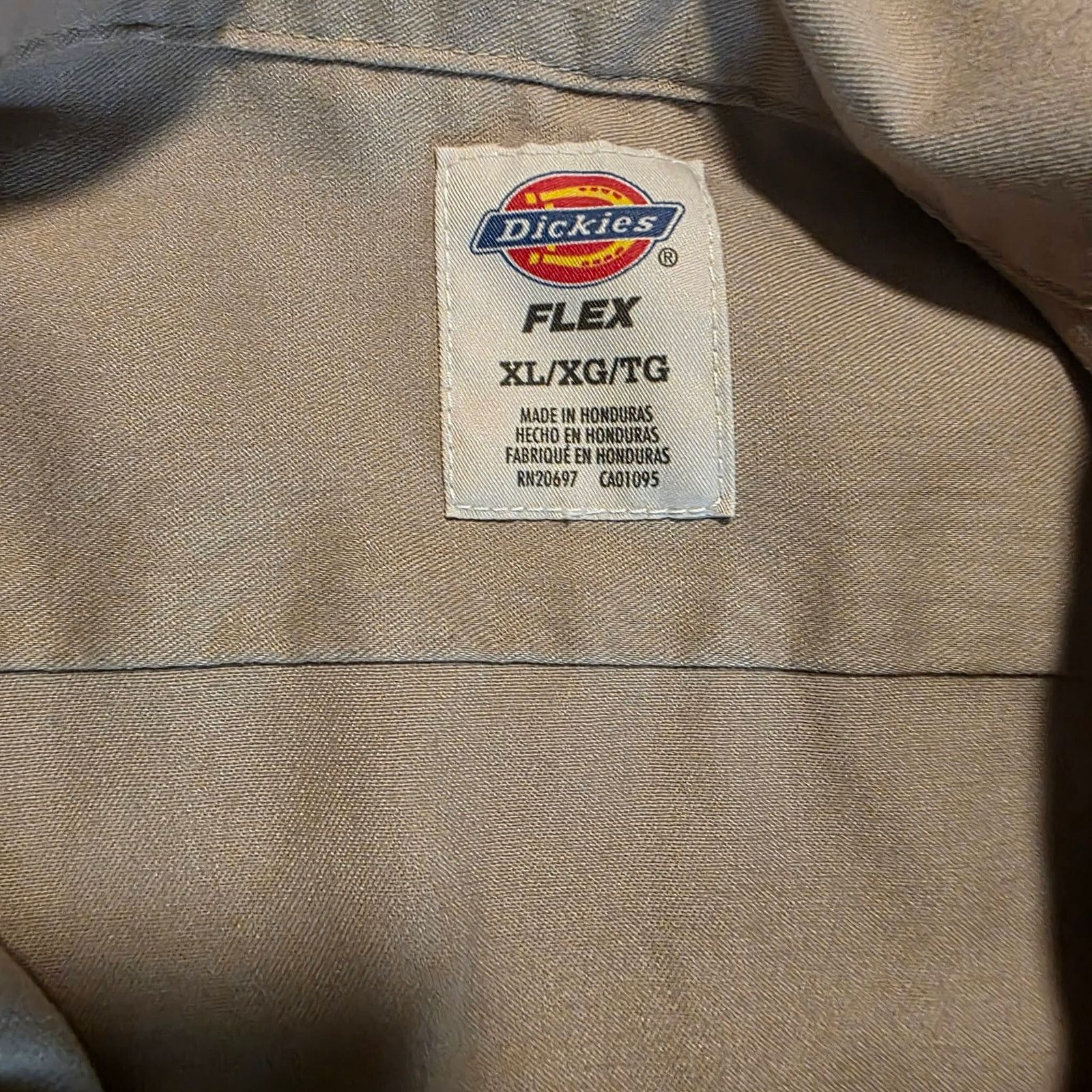 Dickies Dickies Flex Men's XL WORK Sleeve Tan Button Up Two Pocket Size US XL / EU 56 / 4 - 4 Thumbnail