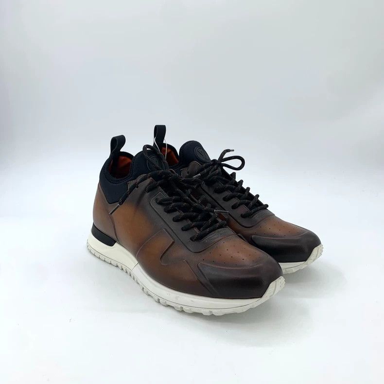 Louis Vuitton Louis Vuitton Dark brown round-toe leather lace-up sneaker Size US 7.5 / EU 40-41 - 2 Thumbnail