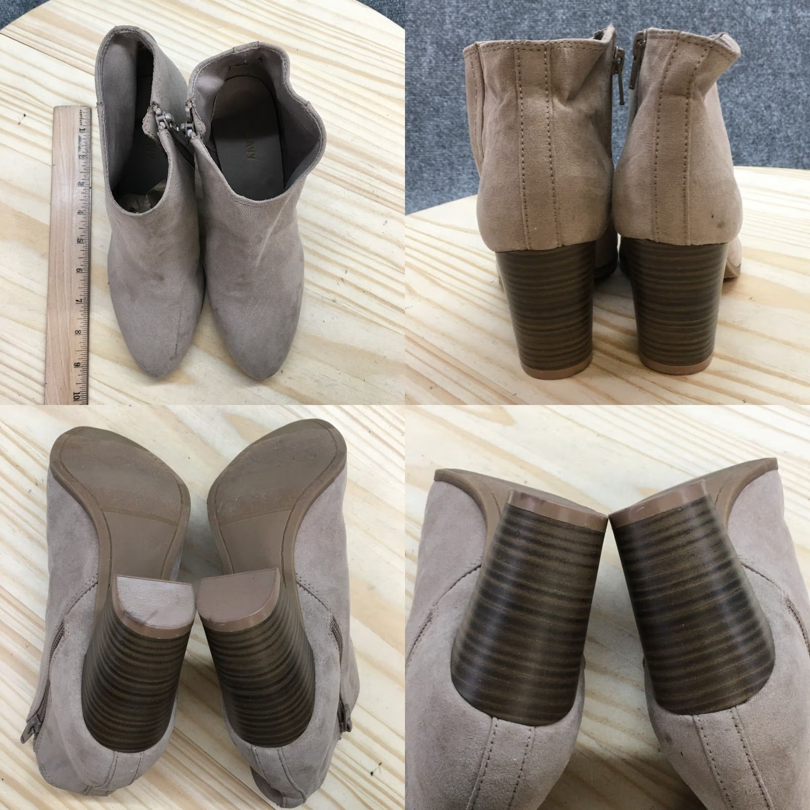 Old Navy Old Navy Boots Womens 6 Ankle Booties Beige Faux Suede Side Zip Casual Heeled Size US 6 / IT 36 - 8 Thumbnail