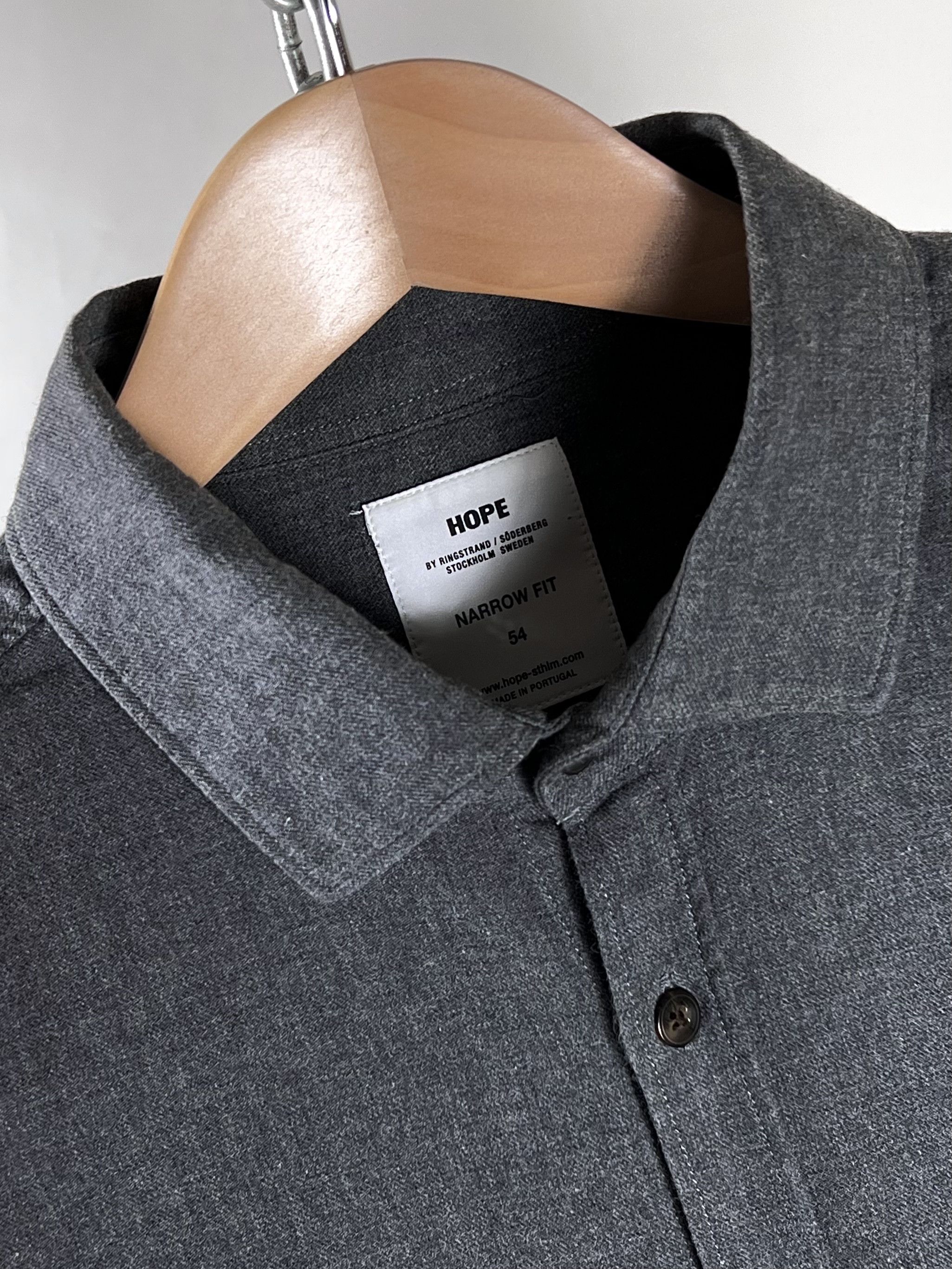 Hope Hope Flannel Narrow Fit Grey Long Sleeve Shirt Size US XL / EU 56 / 4 - 8 Thumbnail