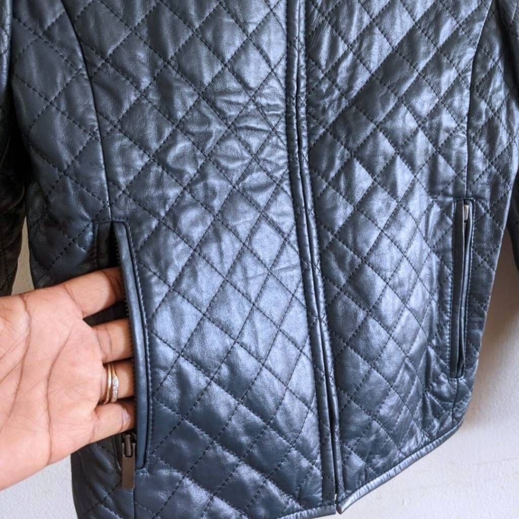 Giordano Giordano Ladies XS Quilted Leather Jacket Turquoise Green Zi Size XS / US 0-2 / IT 36-38 - 9 Thumbnail