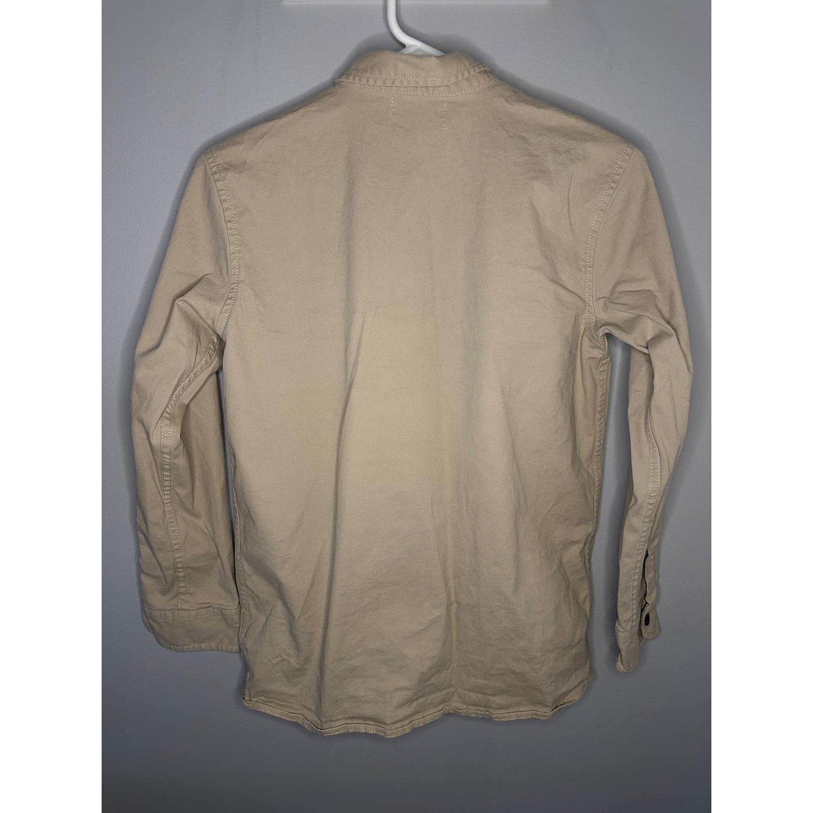 Old Navy Old Navy Built-In Flex Button-Up Shirt Beige Boys L (14-16) Size US L / EU 52-54 / 3 - 3 Thumbnail