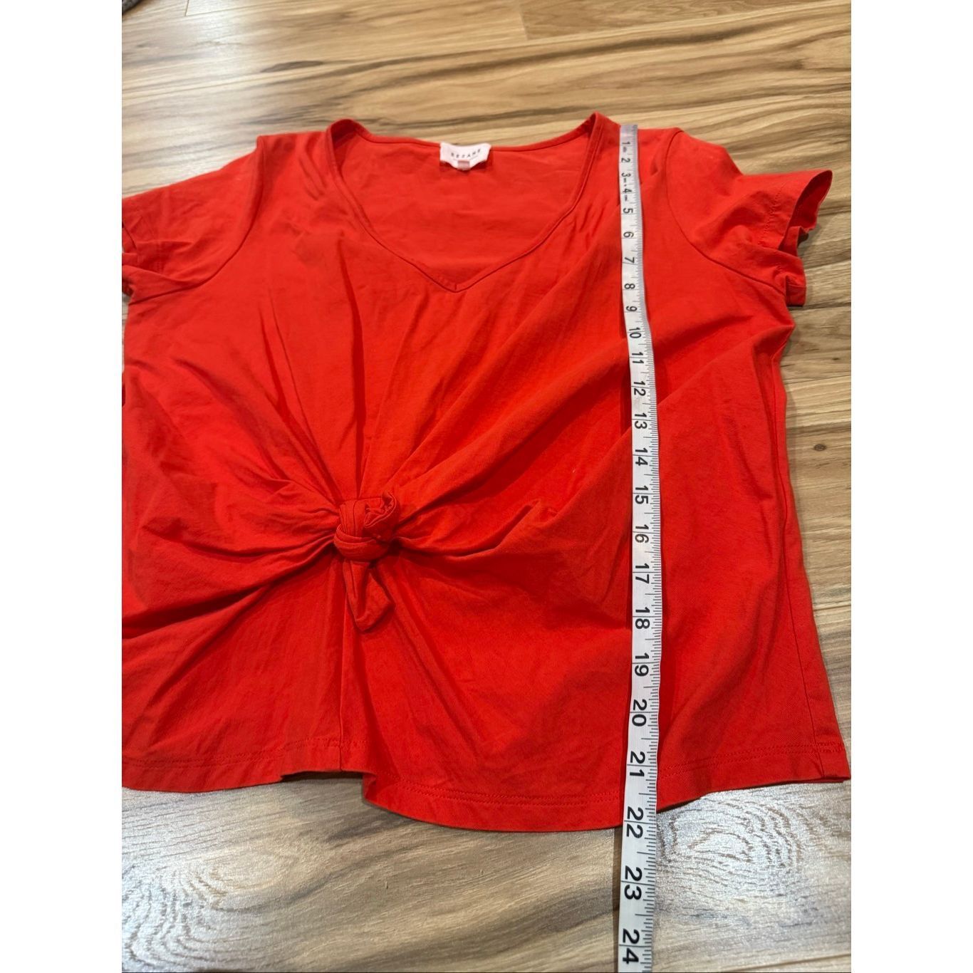 Sezane Sézane Cloe Red/orange V-neck short-sleeve top front knot s Size S / US 4 / IT 40 - 8 Thumbnail