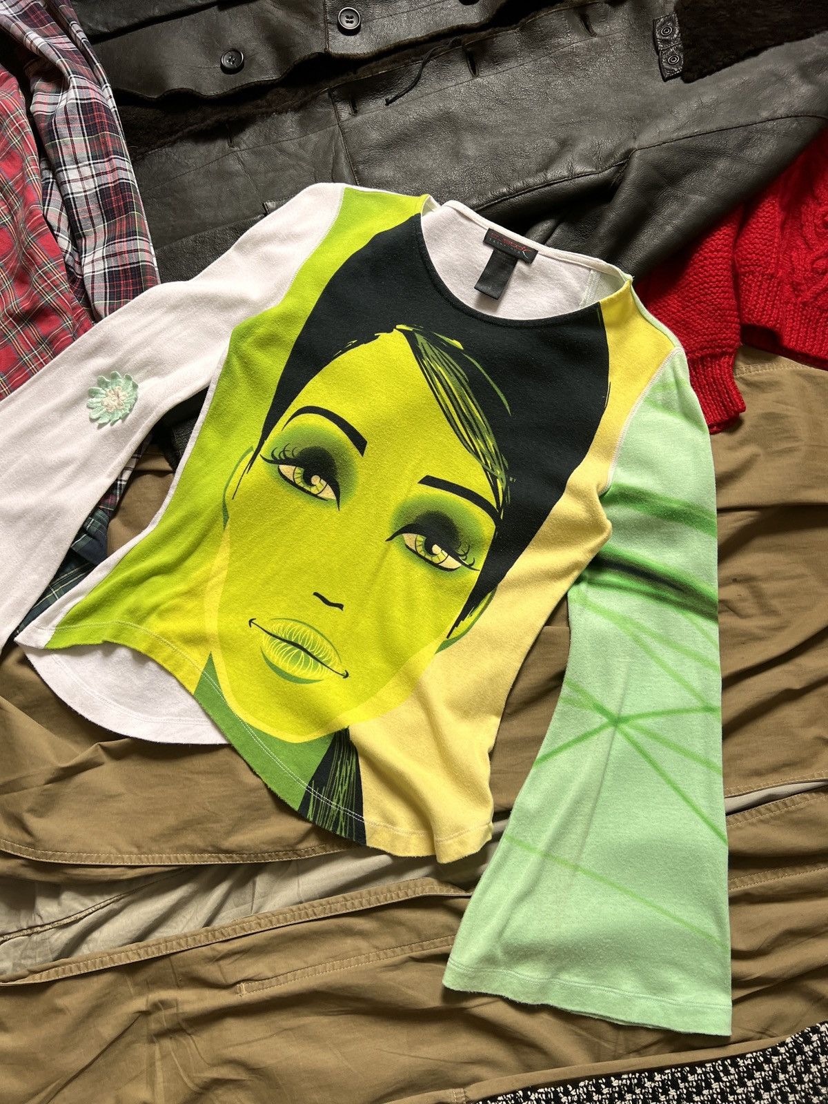 Custo Barcelona Custo Barcelona Avant Garde Green Long Sleeve Cotton T-Shirt Size S / US 4 / IT 40 - 6 Thumbnail