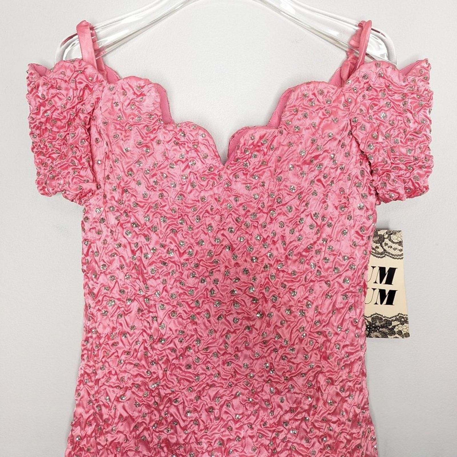 Vintage Vintage Zum Zum Pink Off The Shoulder Mini Glitter Polka Dot Size S / US 4 / IT 40 - 4 Thumbnail