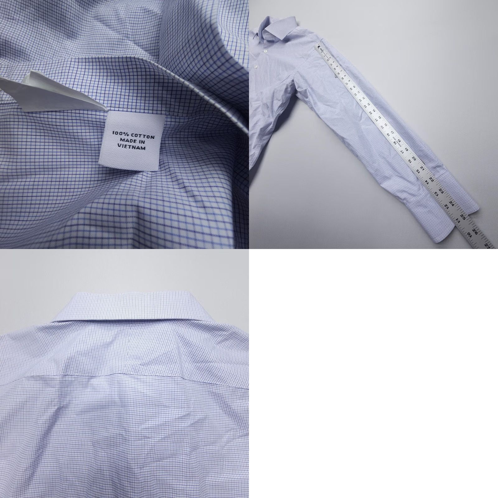 Proper Cloth Proper Cloth Dress Shirt Mens XL Blue Check 100% Cotton Formal Business Size 46R - 8 Thumbnail