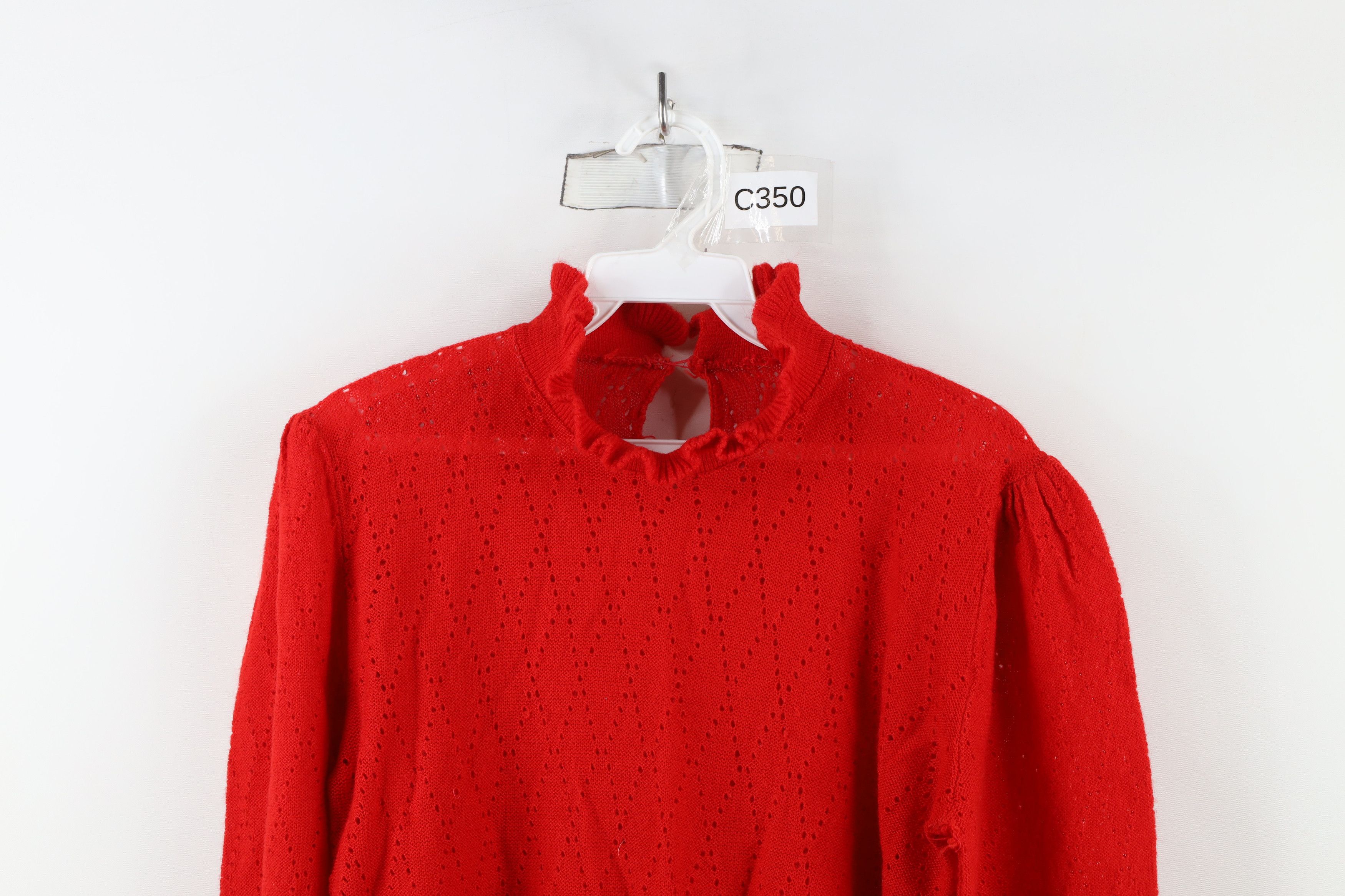 Vintage Vintage 70s Streetwear Distressed Knit Frill Collar Sweater Size L / US 10 / IT 46 - 2 Thumbnail