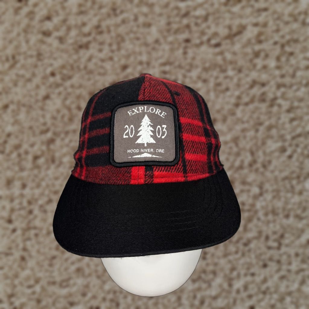 Walmart Explore Hood River Hat Cap Trucker Red Plaid One Size Poly Polyester Hat Cap Wool? Wait. Size ONE SIZE - 1 Thumbnail