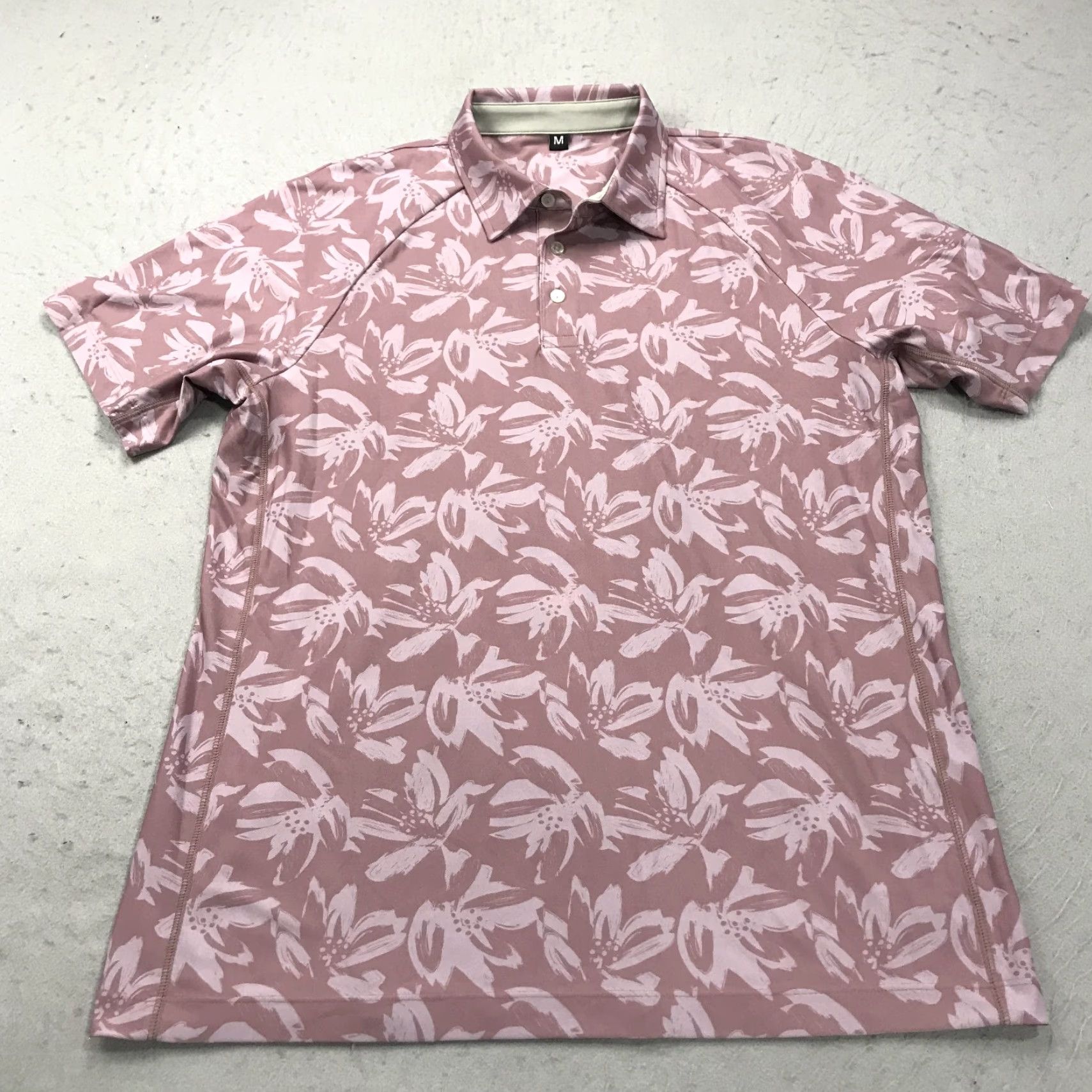 Vintage Public Rec Polo Shirt Mens M Pink Floral Stretch Short Sleeve Casual Polo Size US M / EU 48-50 / 2 - 2 Thumbnail