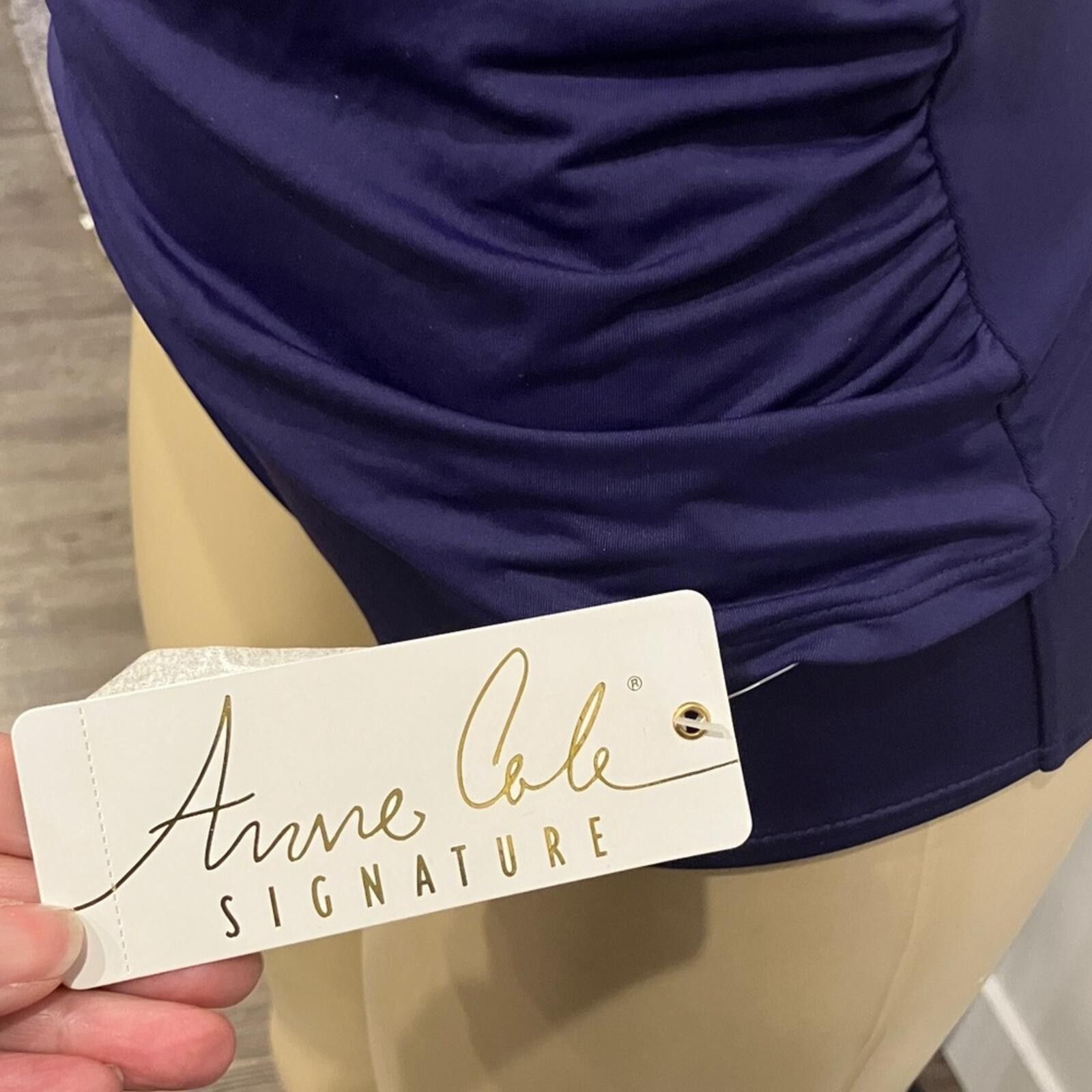 Other Anne Cole Navy with Aqua Twist-Front 2-Piece Swim Size ONE SIZE - 2 Thumbnail