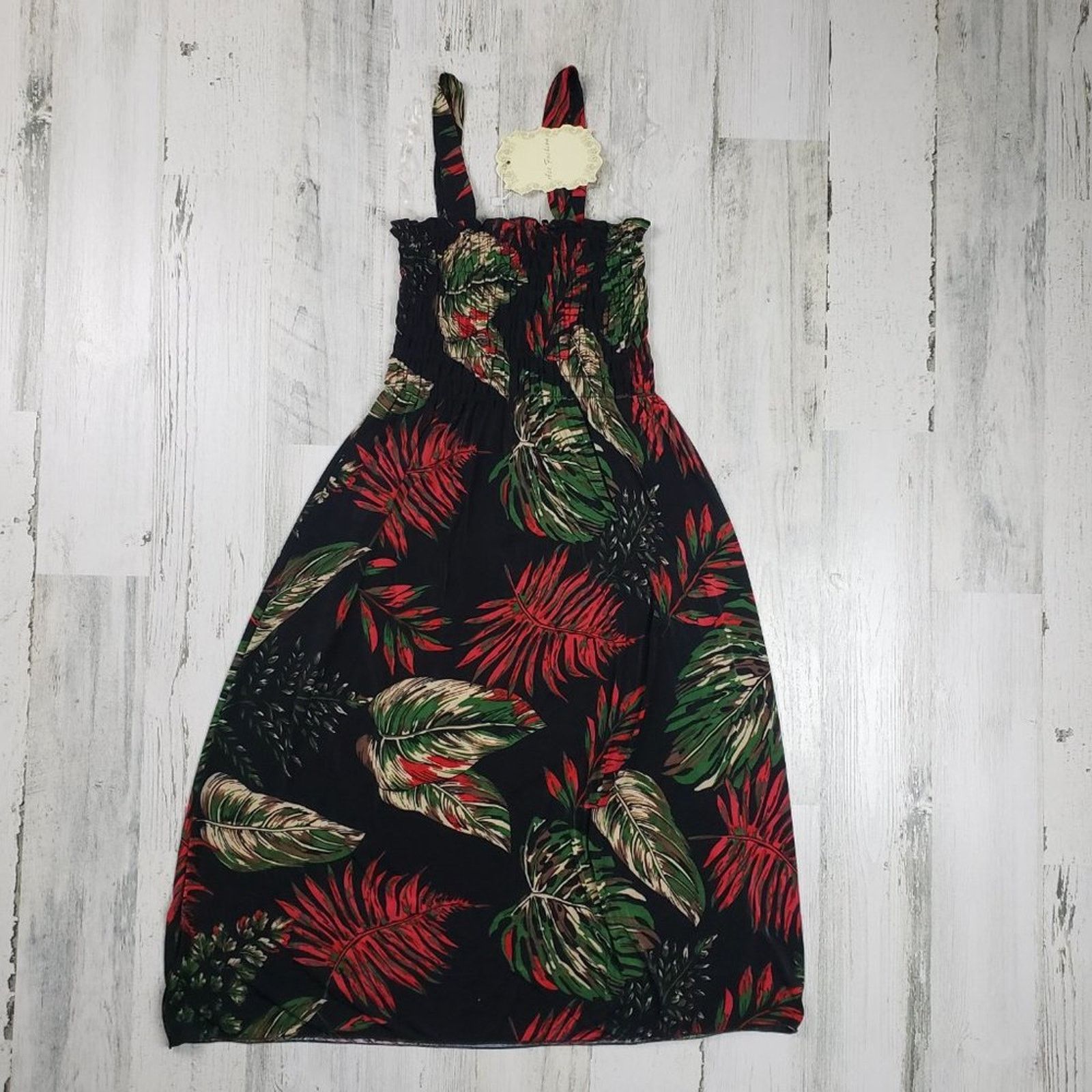 Other NWT Ace Fashions Black Tropical Smocked Sundress Large Size L / US 10 / IT 46 - 7 Thumbnail