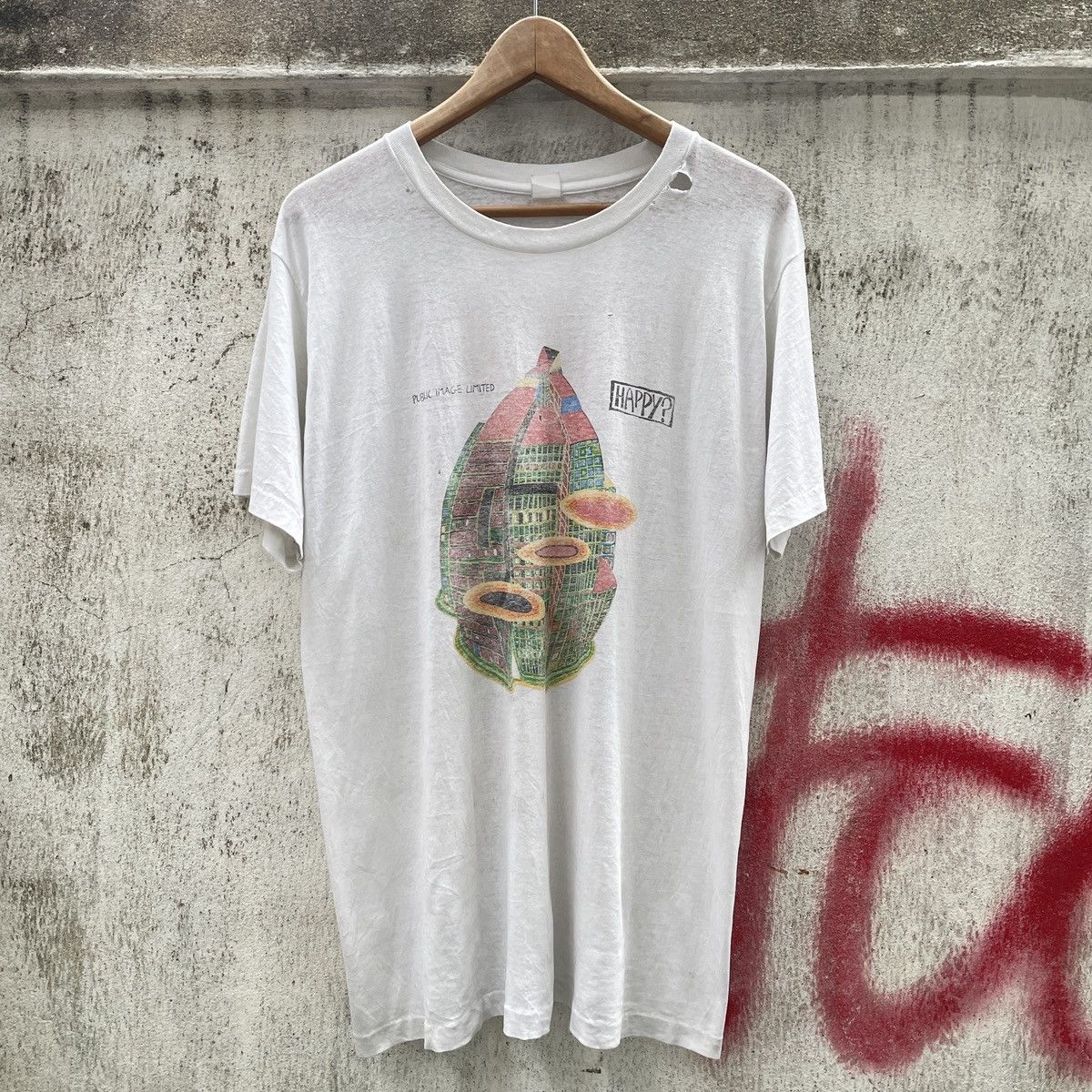 Band Tees Vintage PIL Public Image Ltd. Happy? T-Shirt Size US XL / EU 56 / 4 - 2 Thumbnail