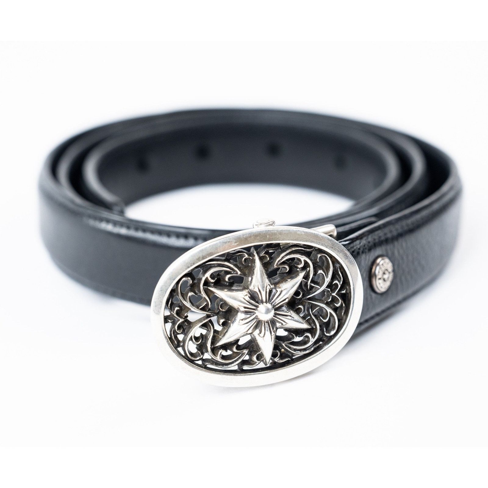 Chrome Hearts Black Thin Soft Leather Strap Size 34 - 4 Thumbnail