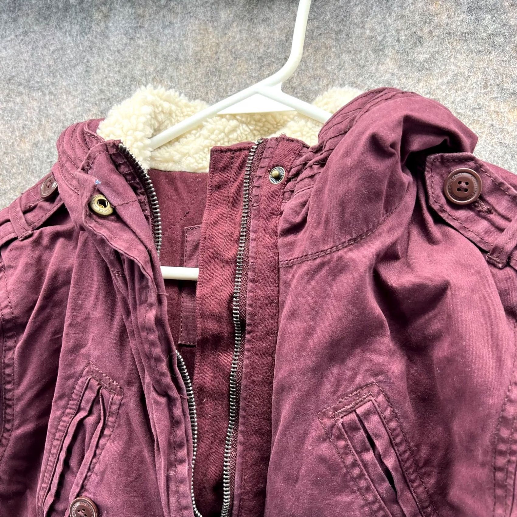 American Eagle Outfitters VINTAGE American Eagle Jacket Women Small Purple Military Fied Fur Cotton Winter Sherpa Size S / US 4 / IT 40 - 5 Thumbnail