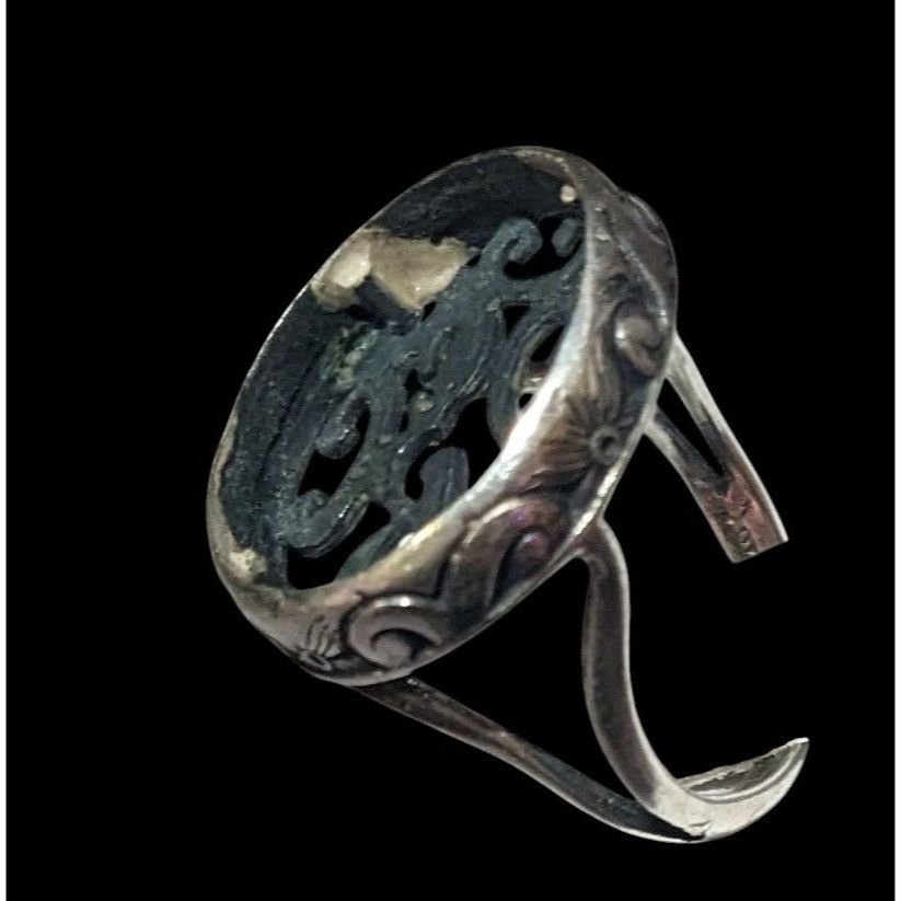 Other Vintage Sterling Silver Floral Scroll Concave Ring Size 7 1/ Size ONE SIZE - 12 Thumbnail