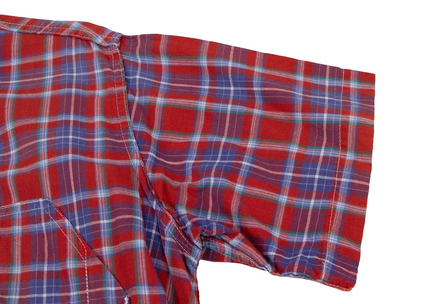 Junya Watanabe Block Check Short Sleeve Pullover Shirt in Red and Blue Size US M / EU 48-50 / 2 - 8 Thumbnail