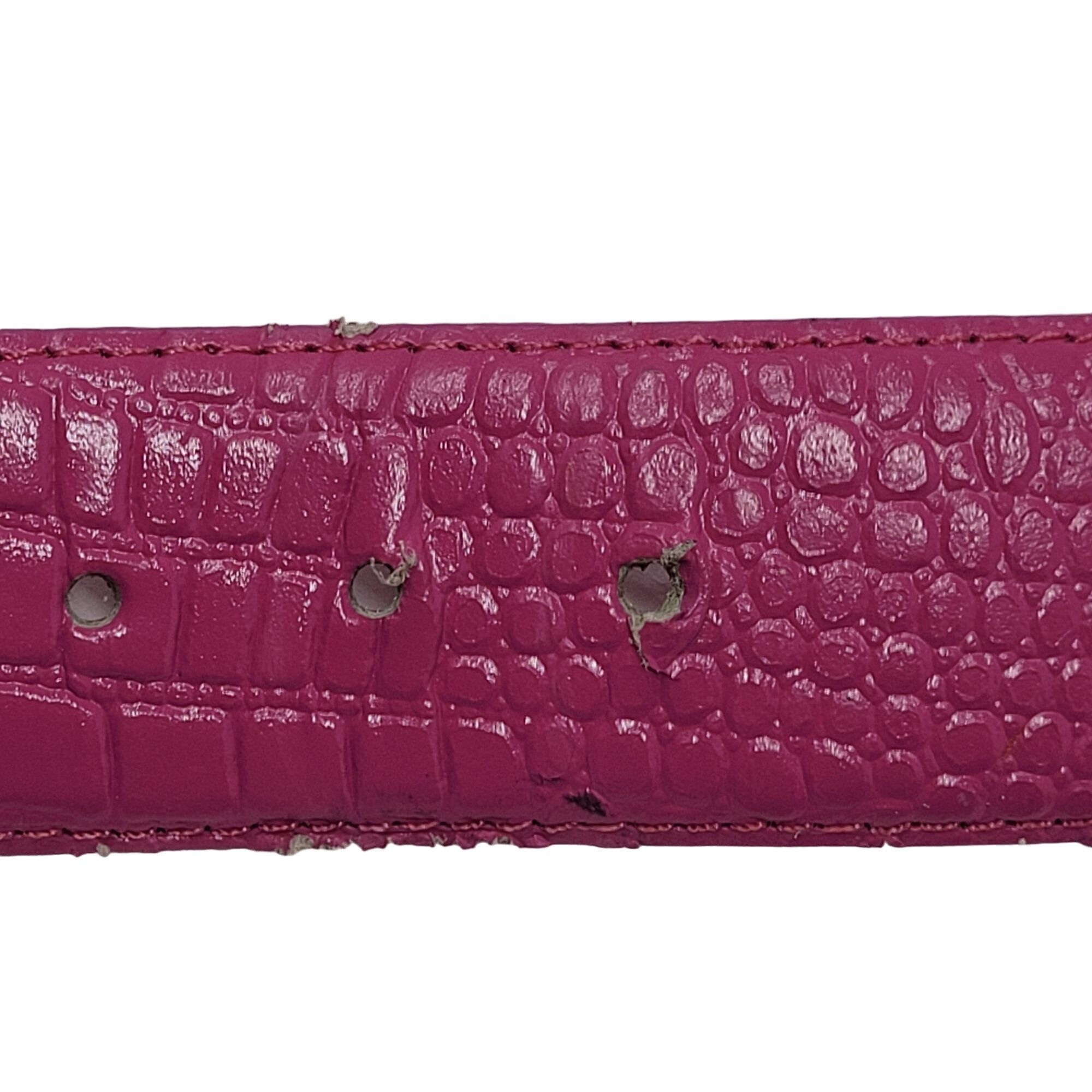 Vintage Vintage 80's Genuine Leather Belt L Fuchsia Hot Pink Croc Em Size ONE SIZE - 12 Thumbnail