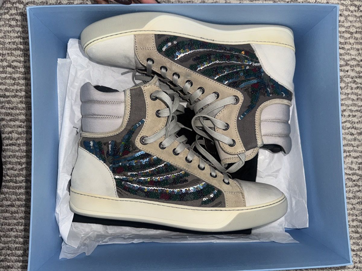 Lanvin Lanvin High-Top Sequin Embroidered Trainer –Multi-Color US 8 Size US 8 / EU 41 - 1 Thumbnail