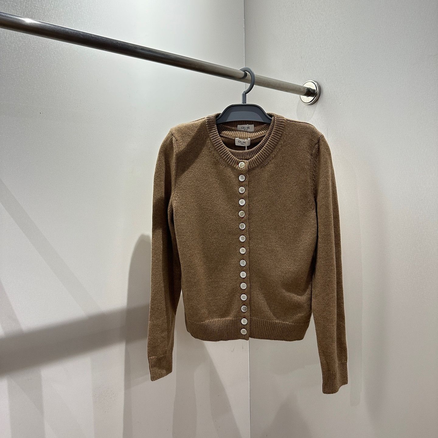 Celine Celine Brown Cashmere Button Up Sweater Size L Size L / US 10 / IT 46 - 1 Thumbnail