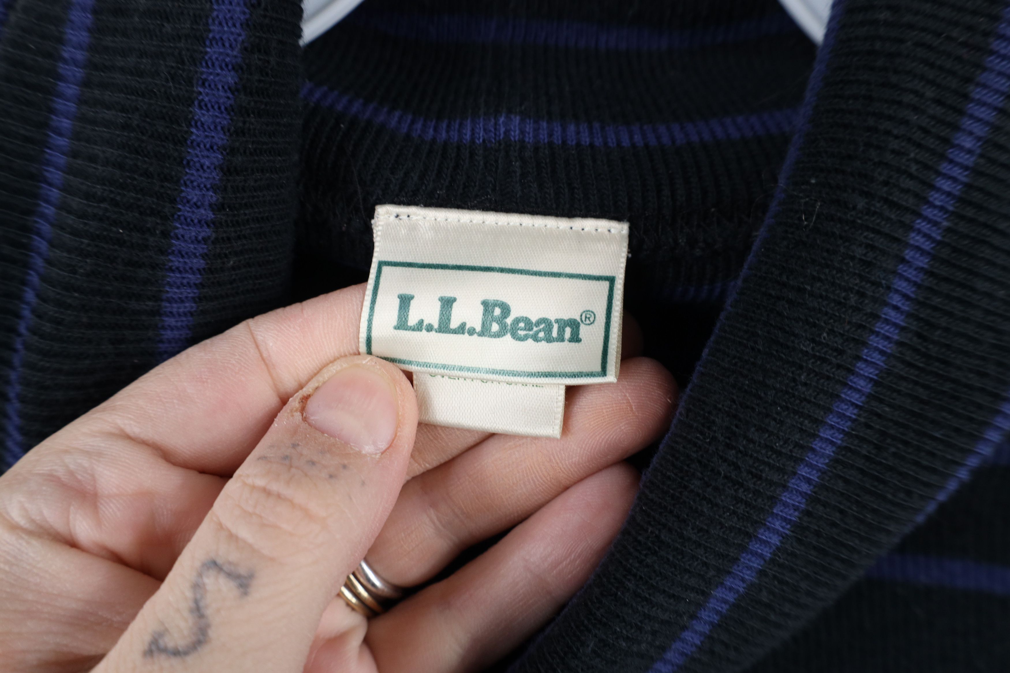 L.L. Bean × Vintage Vintage 90s LL Bean Striped Ribbed Knit Turtleneck T-Shirt Size M / US 6-8 / IT 42-44 - 5 Thumbnail