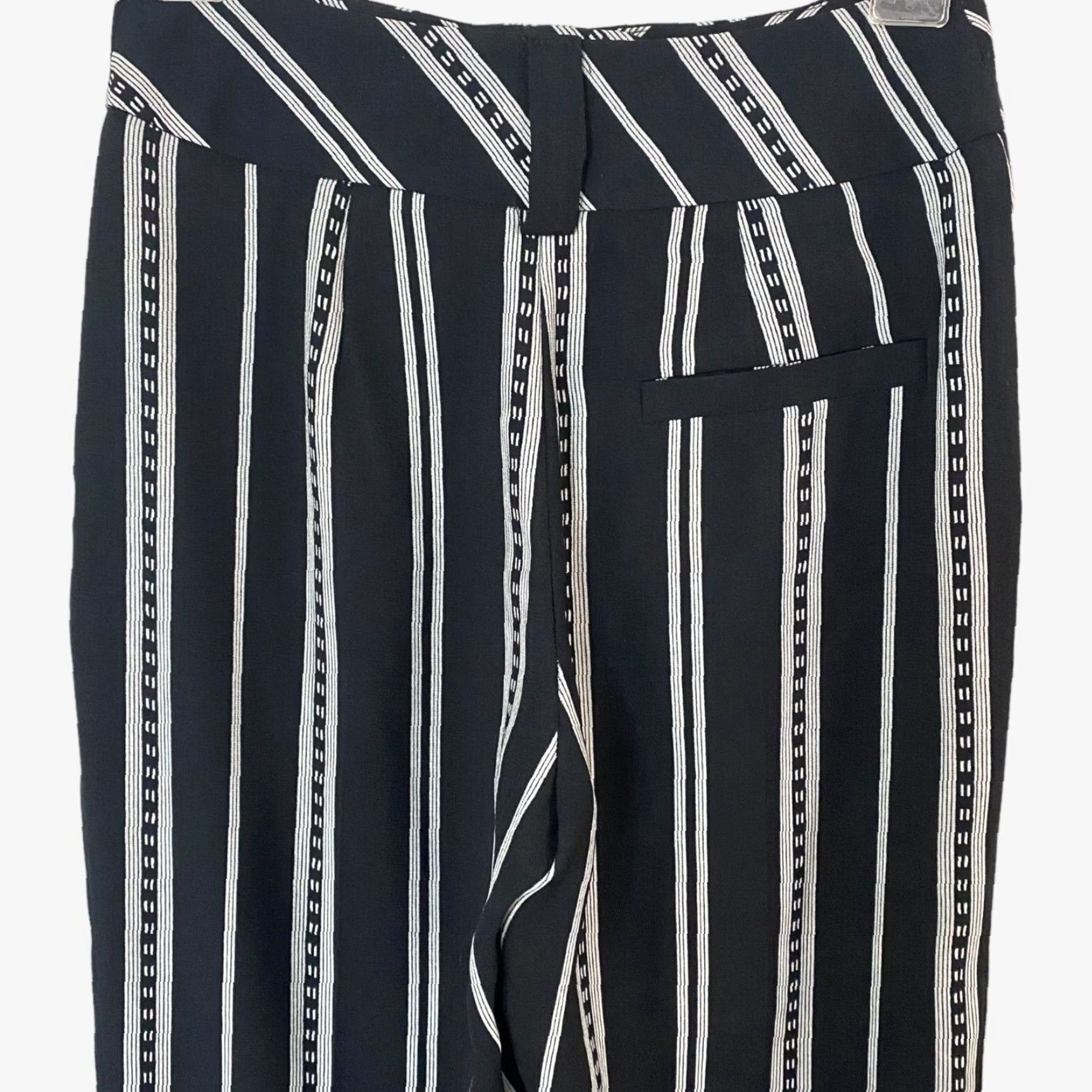 Zara Topshop Wide-Leg Trouser Pants Women's Size 0 Black White Striped High-Waisted Dress Pants Pants Women Black Striped Wide-Leg Topshop 0 Size 25" / US 0 / IT 36 - 6 Thumbnail