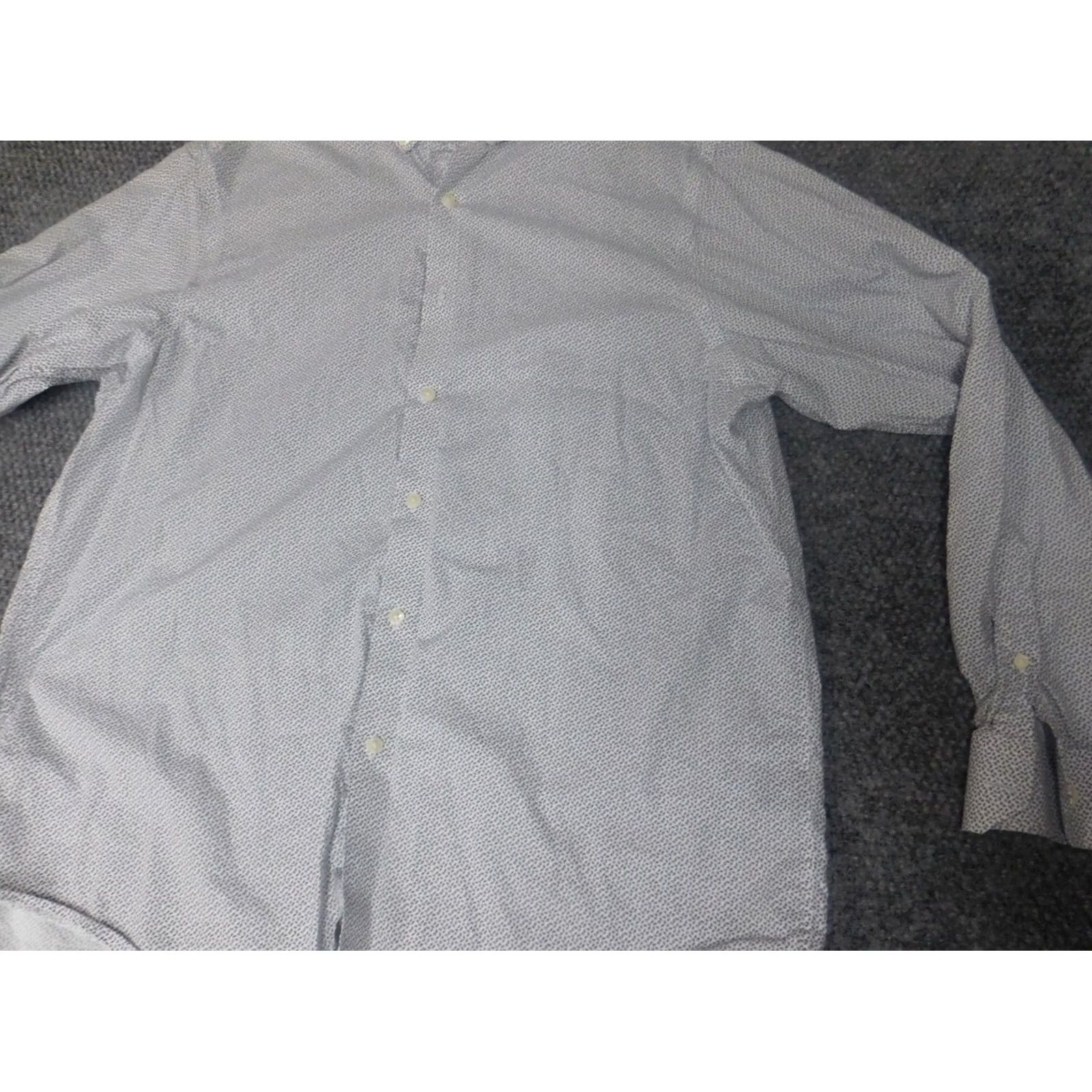 Hart Schaffner Marx Hart Schaffner Marx Mens Shirt Button-Down XL Blue Floral Knit Cotton Long Sleeve Slimming Pockets Regular Size Type: Regular Size US XL / EU 56 / 4 - 3 Thumbnail