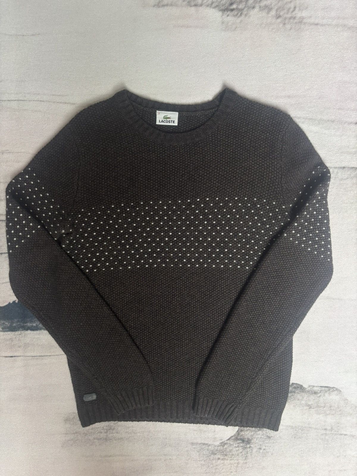 Lacoste Brown Lacoste sweatshirt size S with white polka dot pattern Size US S / EU 44-46 / 1 - 4 Thumbnail