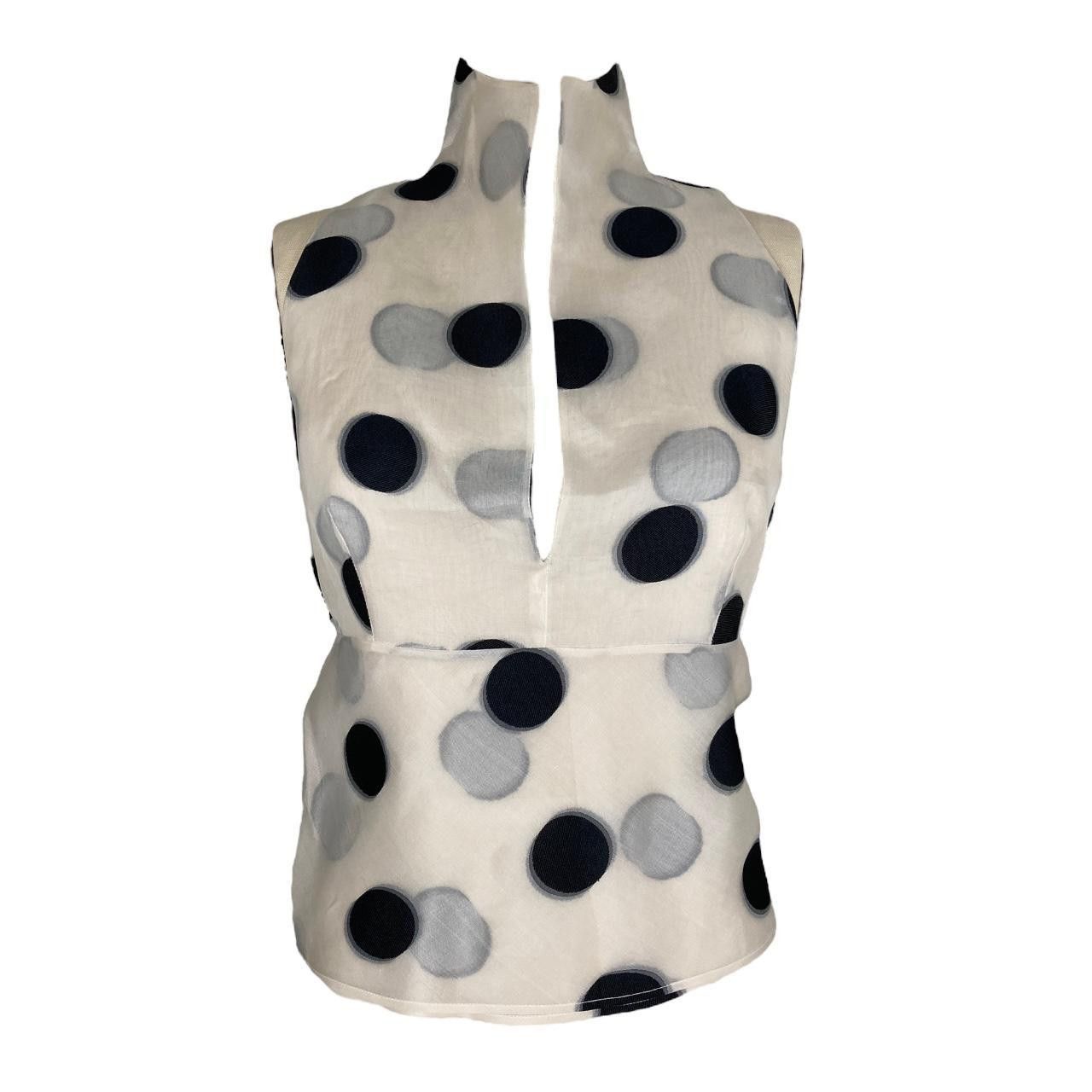 Gianfranco Ferre gianfranco ferré S/S2001 black & white polka dot mesh top Size S / US 4 / IT 40 - 2 Thumbnail