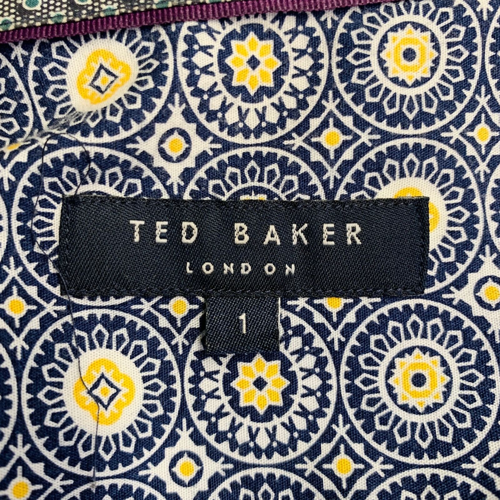 Ted Baker Hexwiz Navy White Circles Cotton One Pocket Long Sleeve Size US XS / EU 42 / 0 - 5 Thumbnail