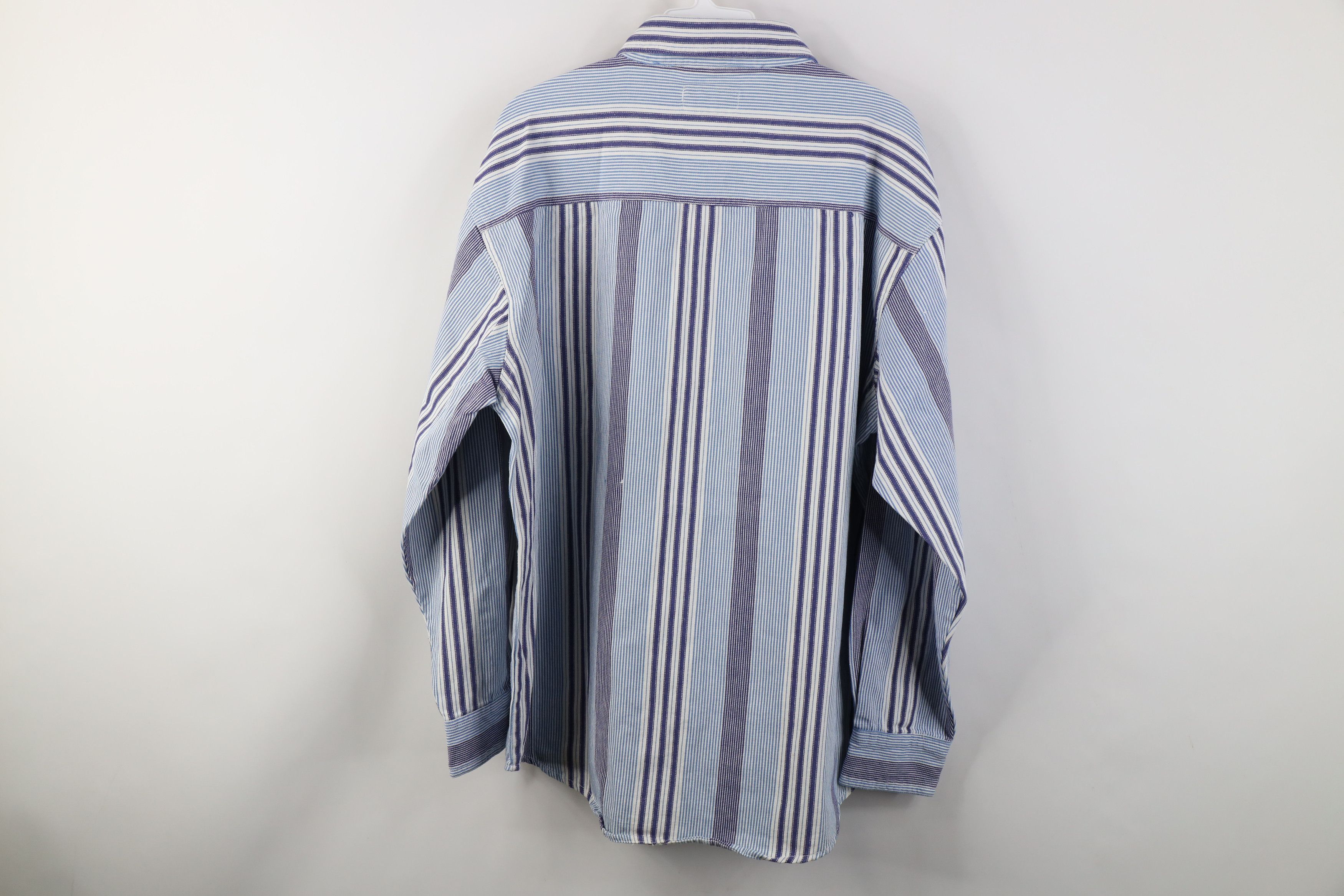 Vintage Vintage 90s Streetwear Heavy Striped Twill Button Down Shirt Size US L / EU 52-54 / 3 - 10 Thumbnail