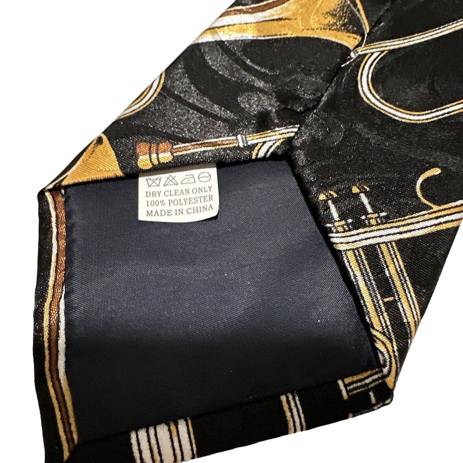 Steve Madden Steven Harris Handmade Tie Black W/Brass Trumpets Band Music Size ONE SIZE - 5 Thumbnail