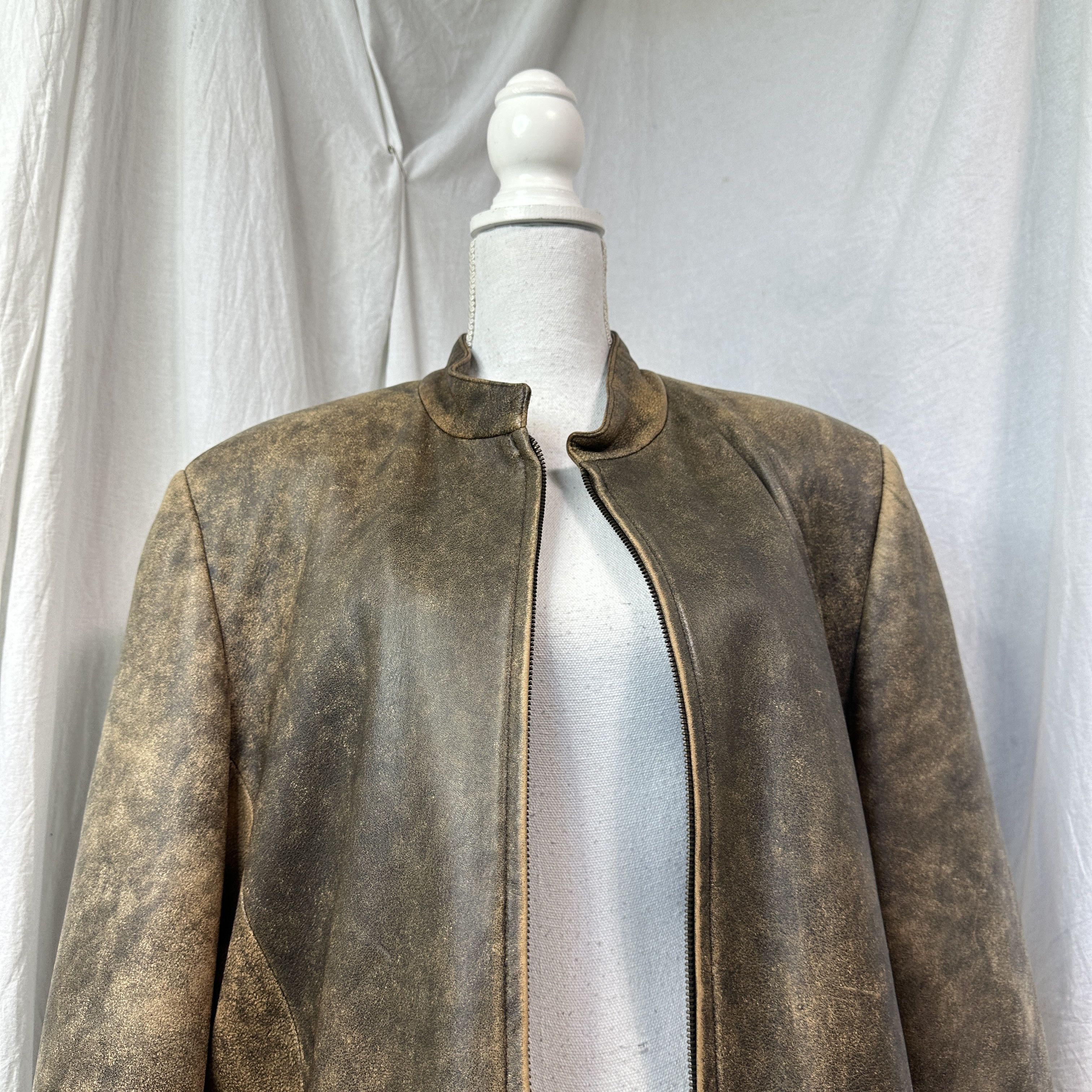 Vintage Vintage Leather Biker Moto Oversize Washed Jacket 00s Size US XL / EU 56 / 4 - 6 Thumbnail