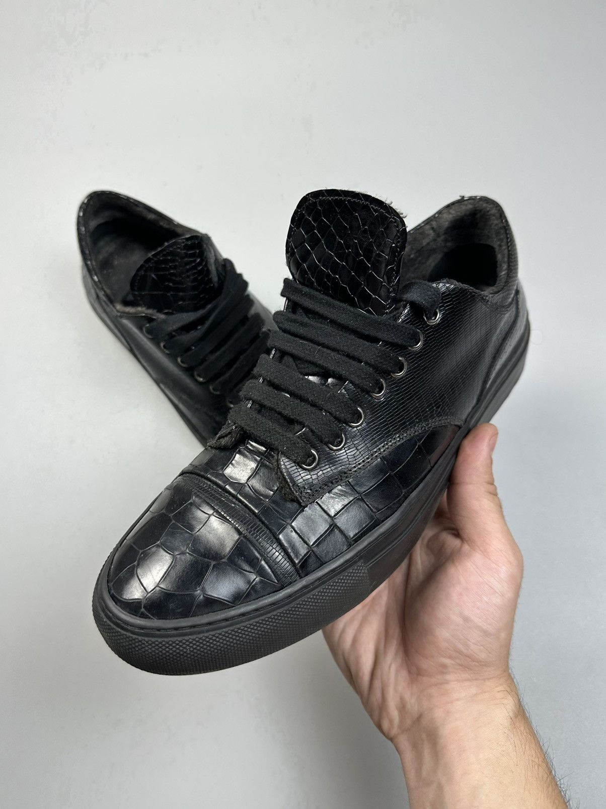 RoccoP Rocco P. Casual Sneakers black crock skin leather Size US 8.5 / EU 41-42 - 1 Thumbnail