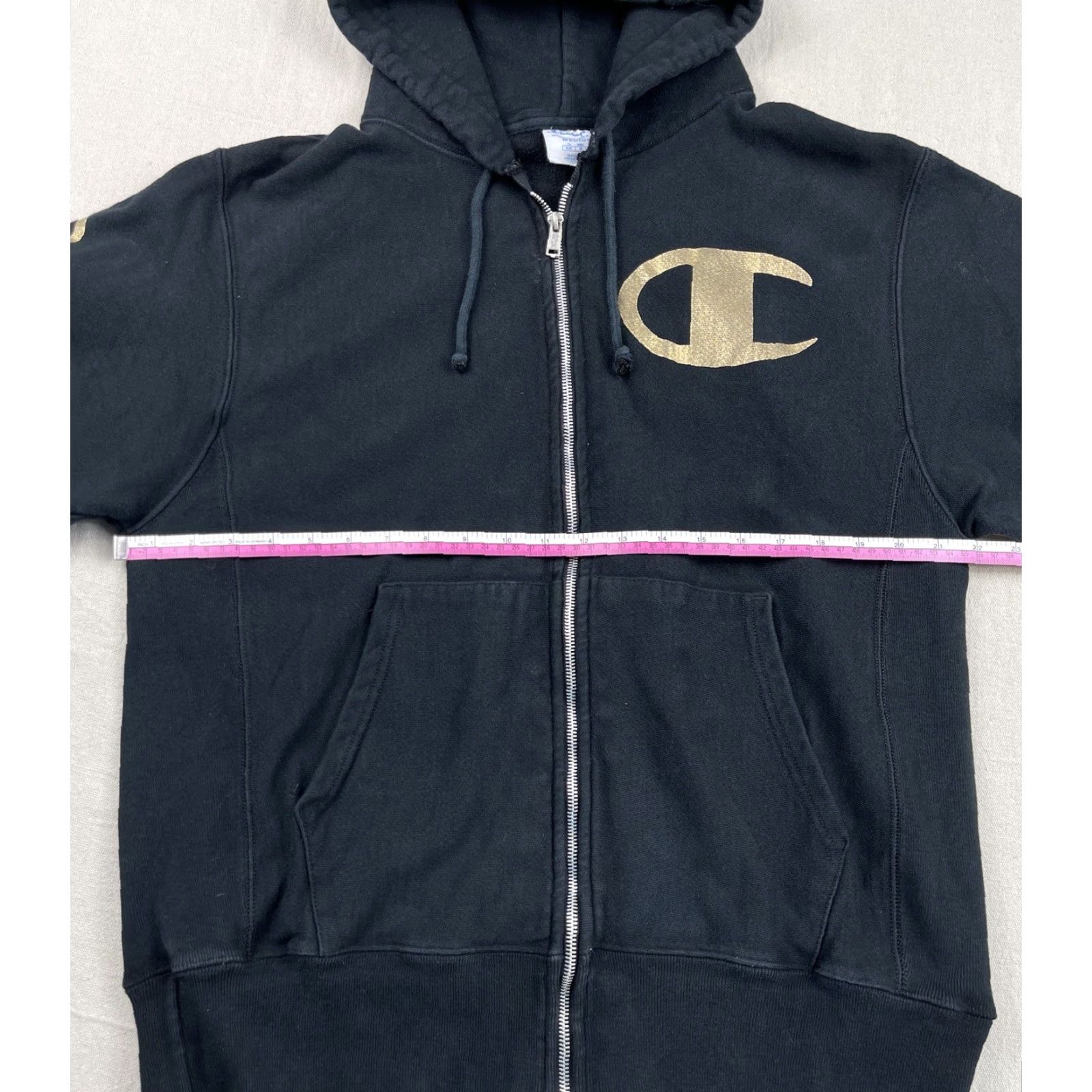 Champion Champion Full ZIP Hoodie Mens M Reverse Weave Logo Black Zip Jacket Spell Out Script Size US M / EU 48-50 / 2 - 4 Thumbnail
