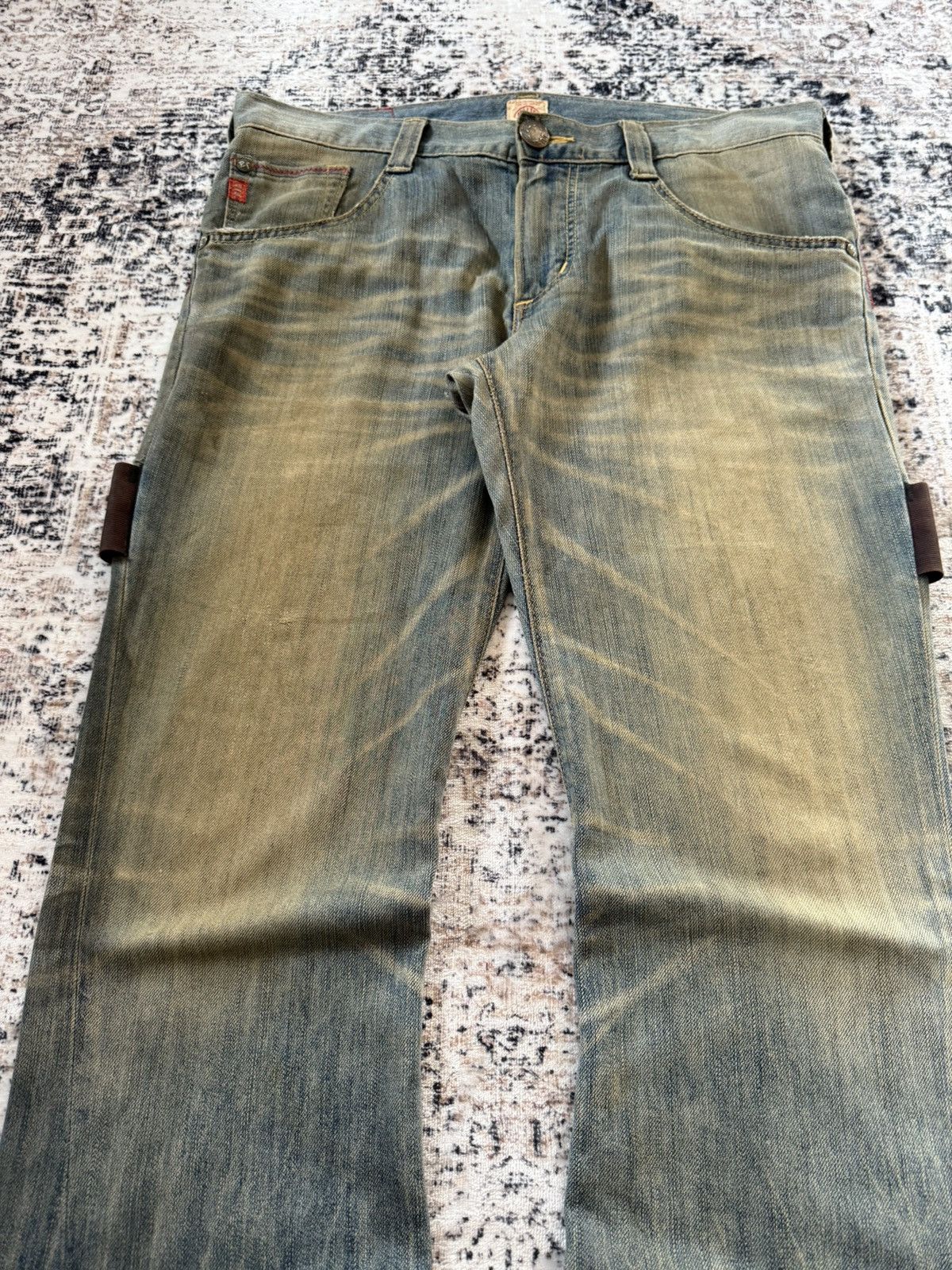 Le Grande Bleu (L.G.B.) Edwin Tokyo Mud Wash Distressed Flared Jeans Size US 36 / EU 52 - 3 Thumbnail