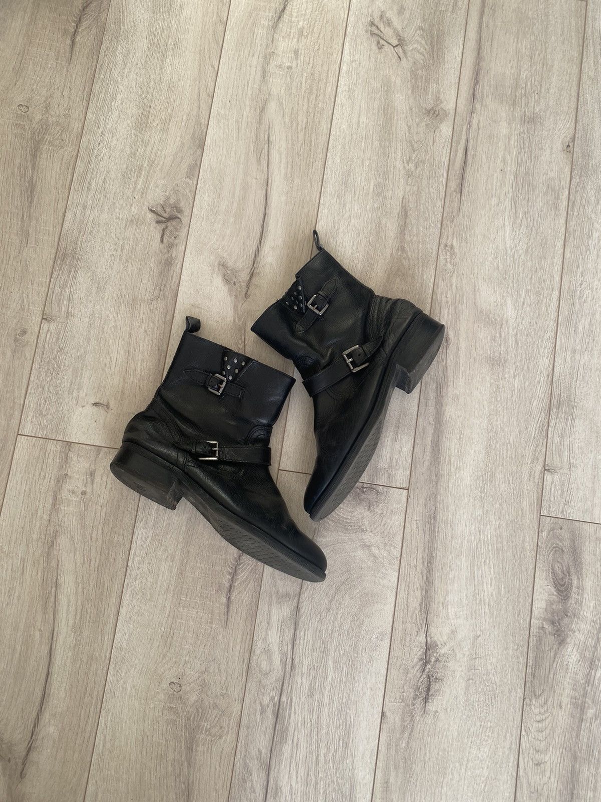 If Six Was Nine Vintage AS 98 Guidi Style Cowboy High Leather Biker Boots Size US 7 / EU 40 - 2 Thumbnail