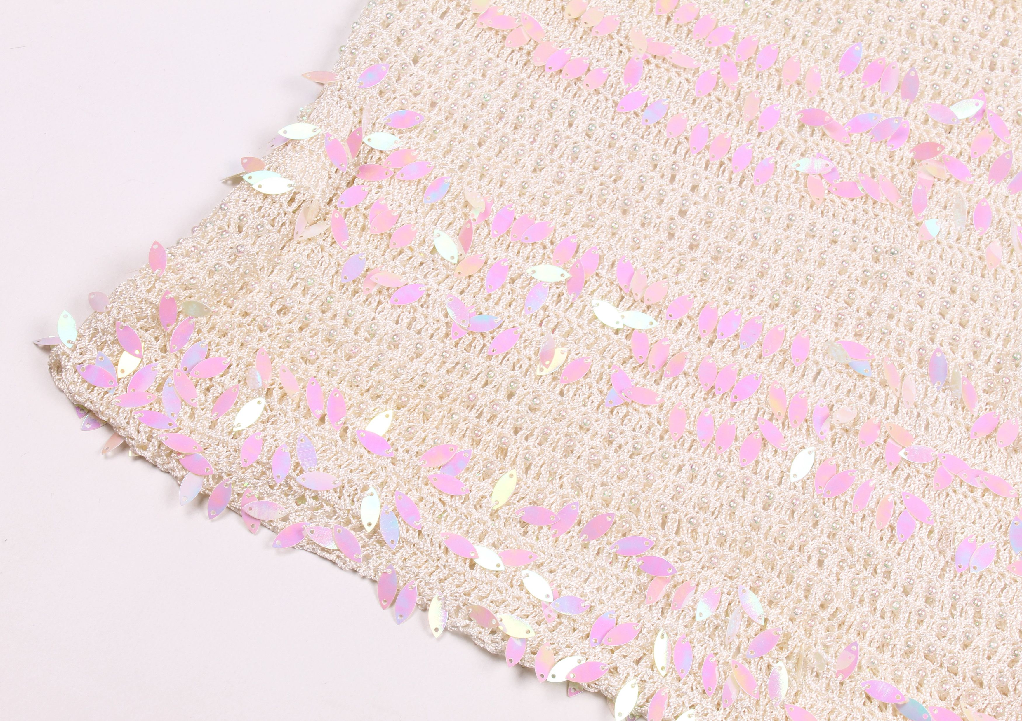 Vintage Vintage Y2K Cute Tan Crochet Knit Barbie Style Tank Top Size S / US 4 / IT 40 - 7 Thumbnail