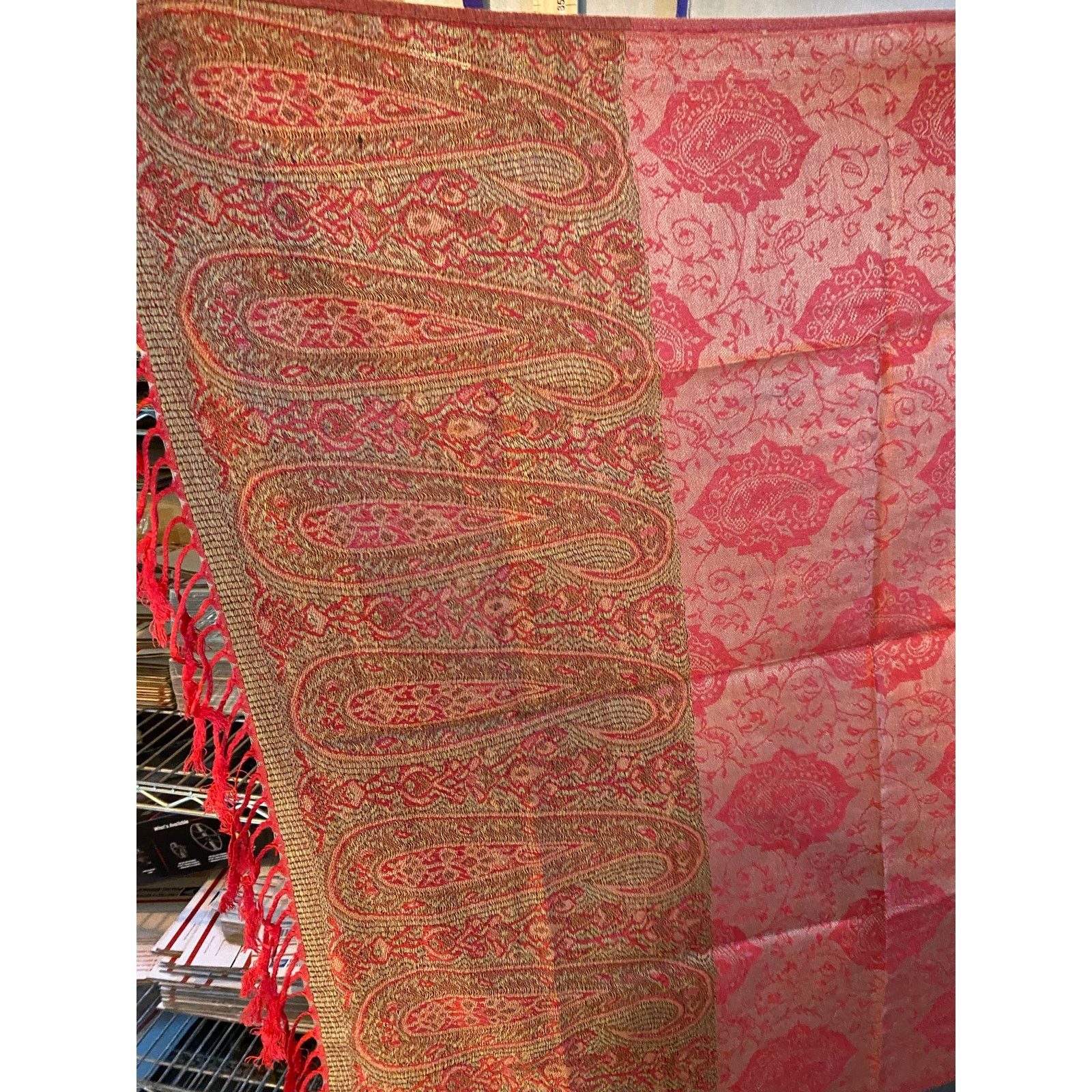Other NEW 100% Cashmere Shawl Red & Gold Size ONE SIZE - 6 Thumbnail